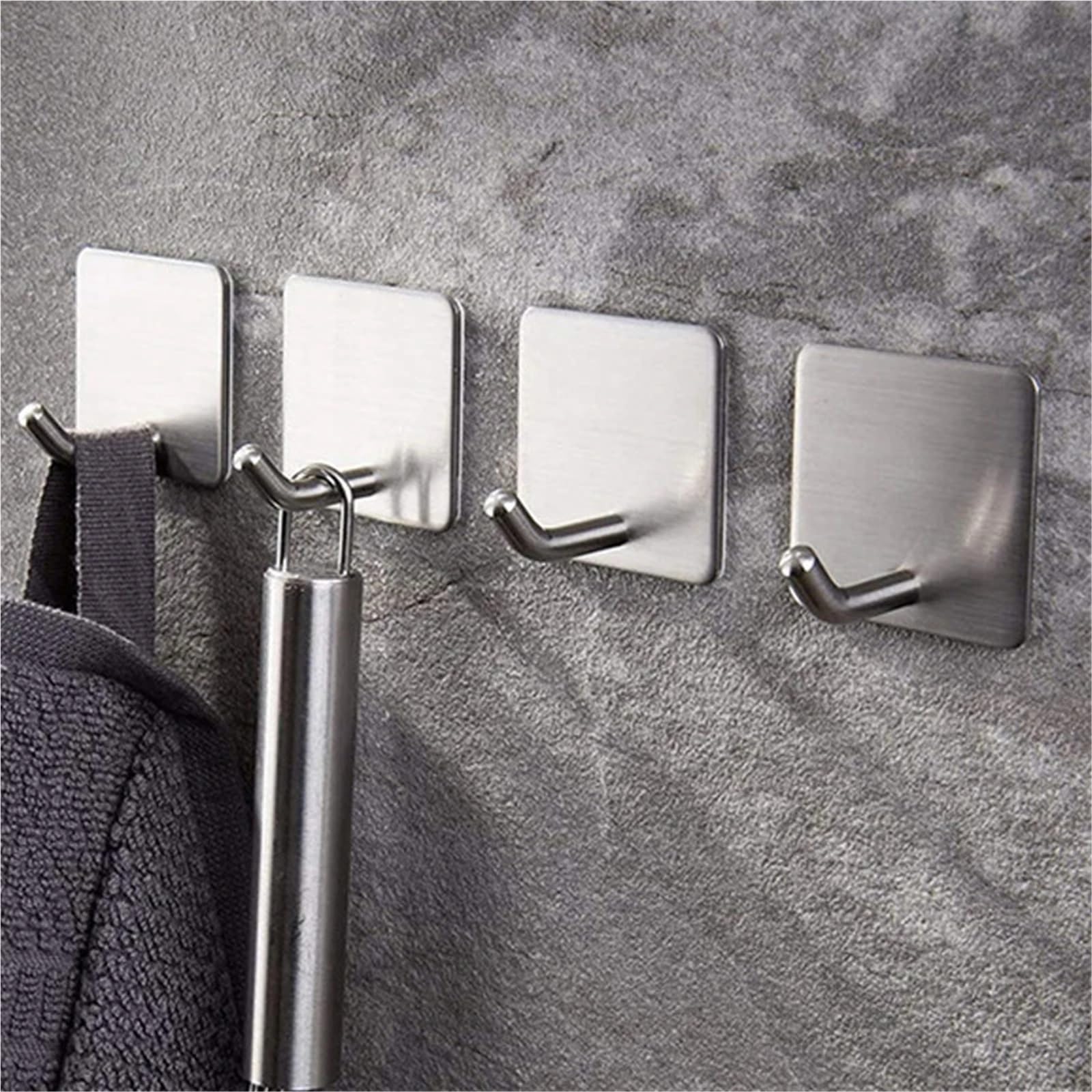 ganci adesivi Ganci da parete in acciaio inossidabile 304, autoadesivi, for chiavi, borse, vestiti, bagno, cucina, accappatoio, asciugamani, organizer(Sliver-8pcs)