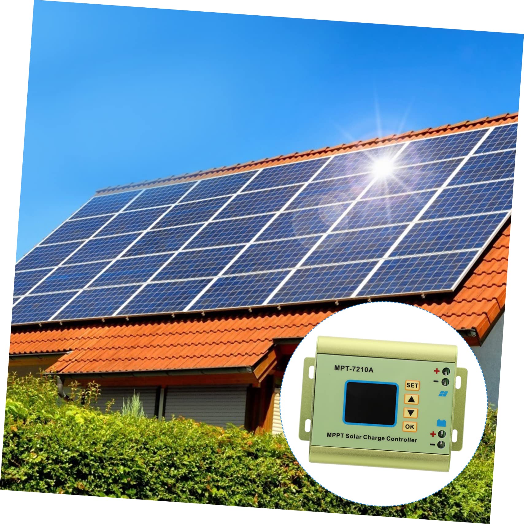Regolatore di Carica Solare Mppt Mpt-7210a Display LCD