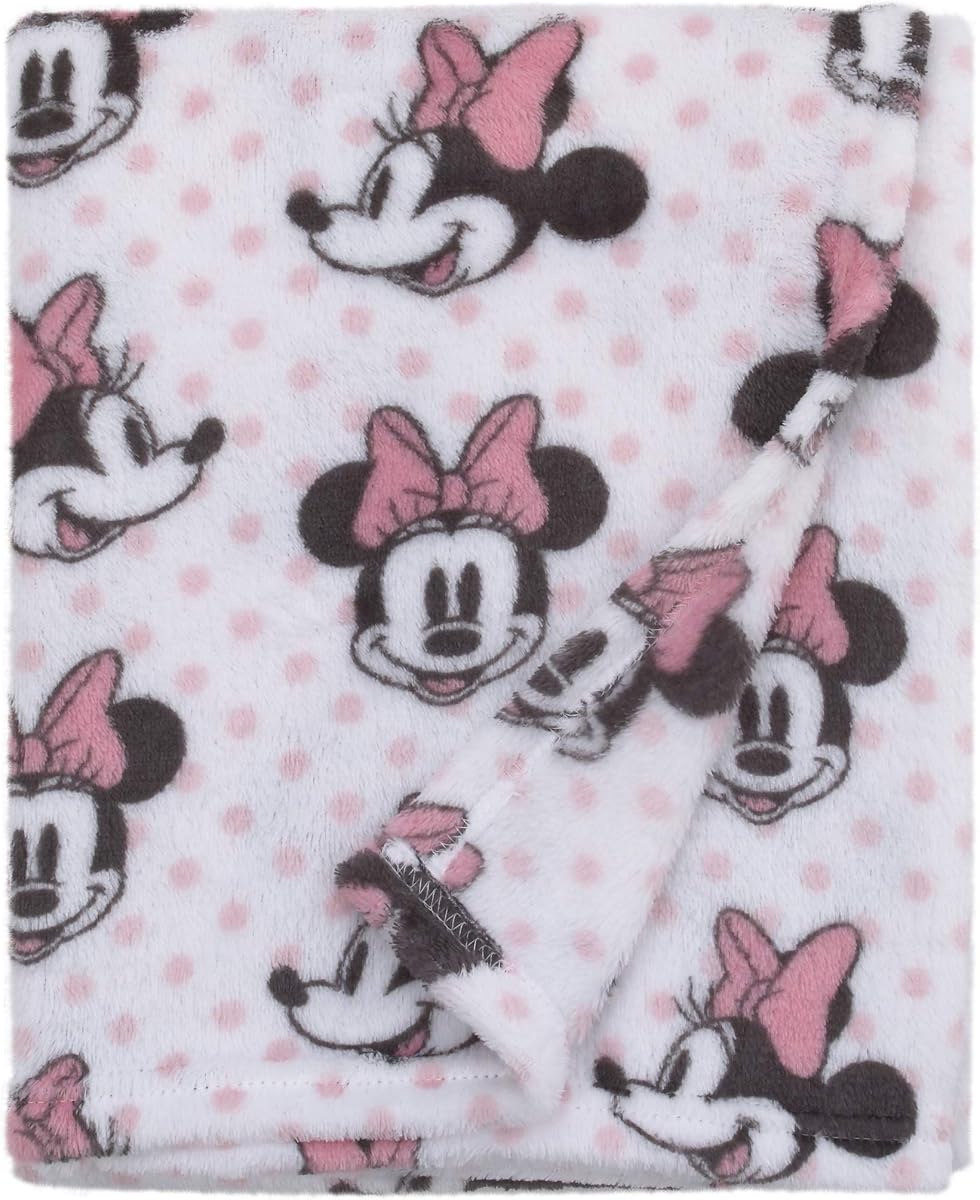 Minnie Mouse, rosa, blanco y negro Manta de felpa supersuave para bebé, rosa, blanco, negro
