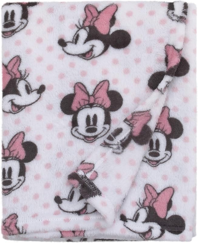 Minnie Mouse, rosa, blanco y negro Manta de felpa supersuave para bebé, rosa, blanco, negro