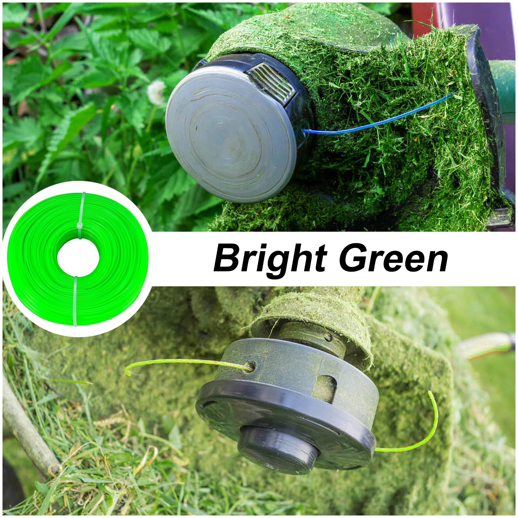 2 Pz Filo per Decespugliatore, Filo in Nylon per Tagliabordi Professionale, 1,6 mm x 100 m Fili per Decespugliatori Tondo, per Parco Giardino, Prato, Colore Blu, Verde, 200 metri in totale