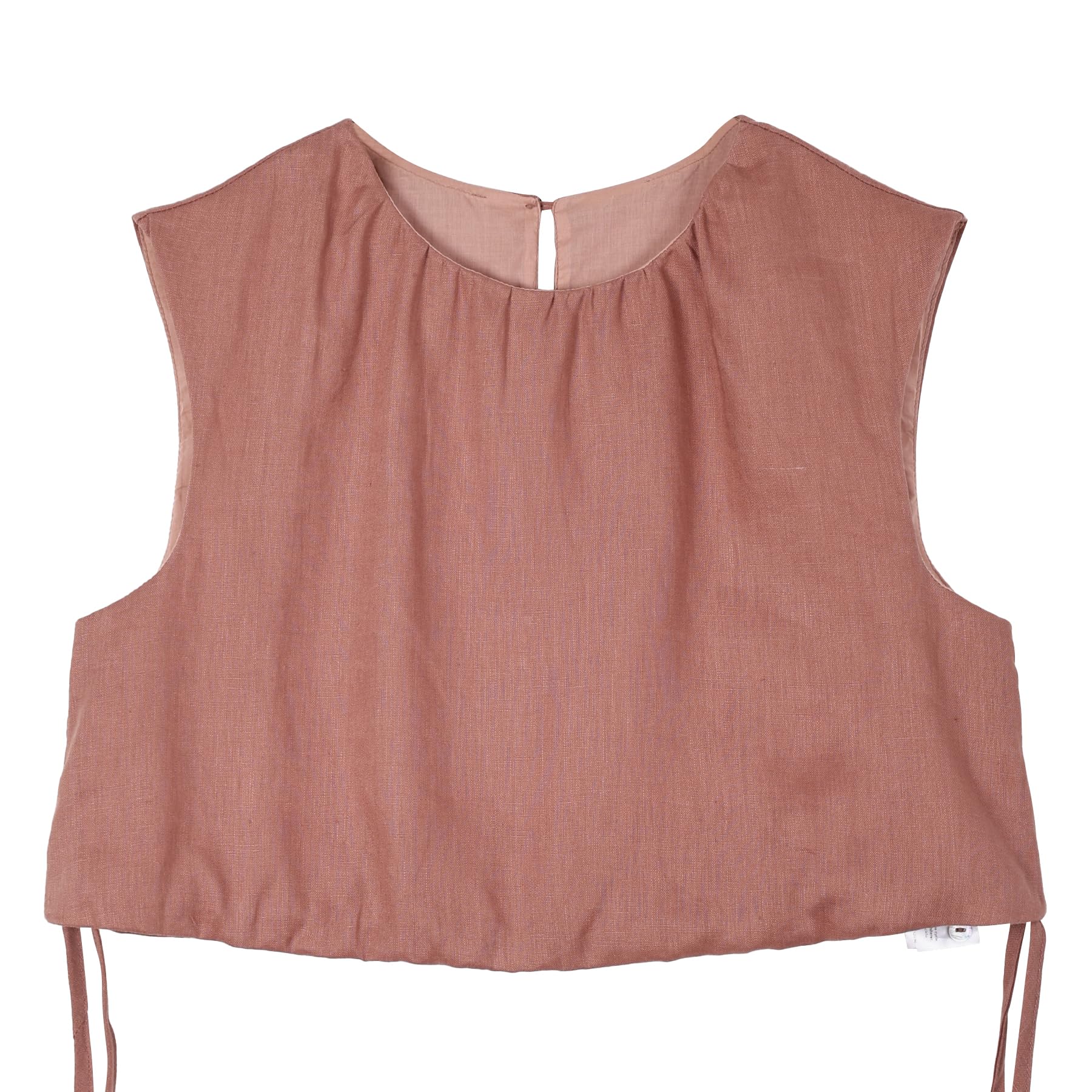 Amazhiyu Abito da donna in 100% lino, due pezzi, top corto e gonna midi con tasca