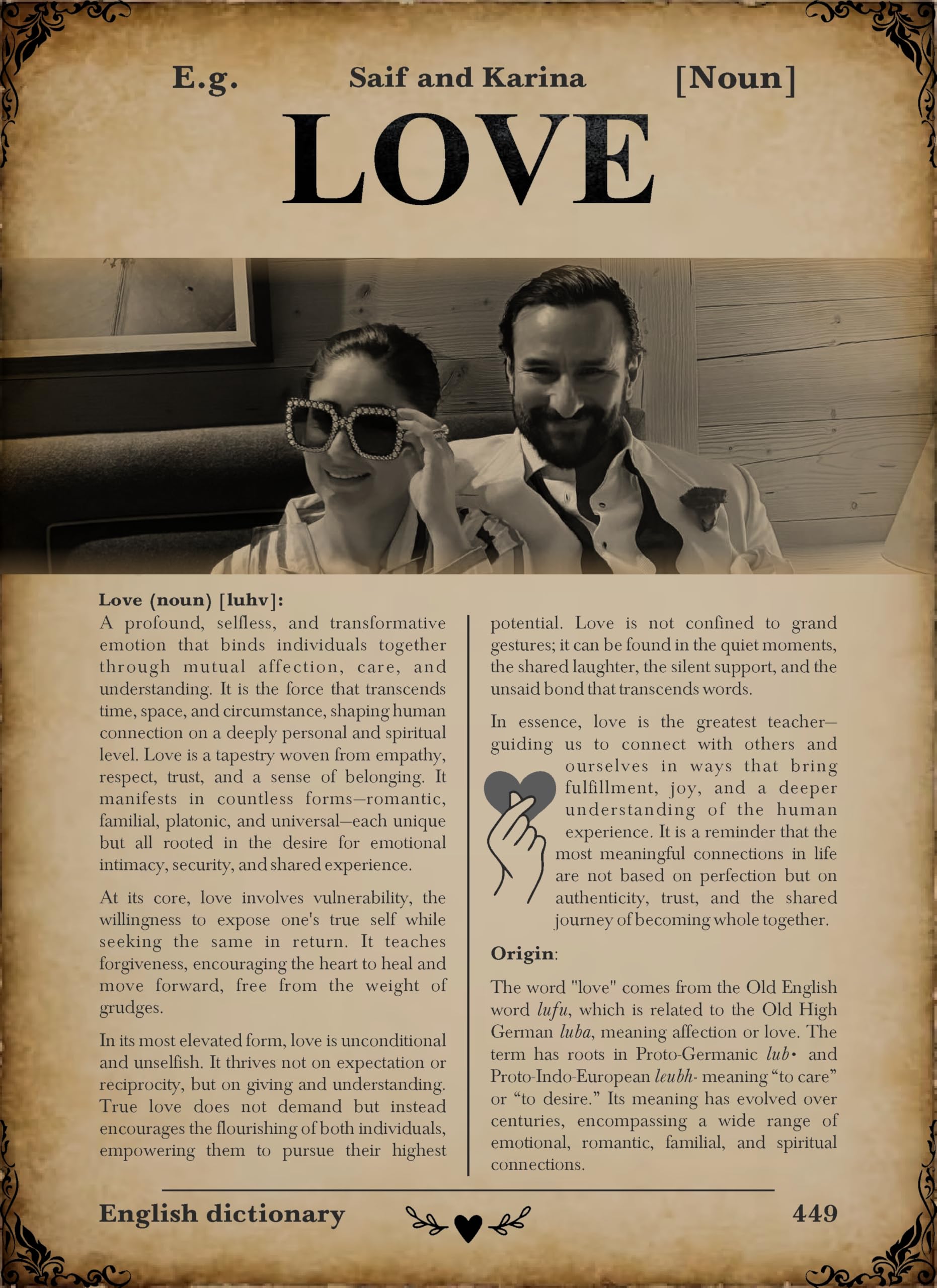 Custom Dictionary Love Frame – 9.25 x 12.8 inch Personalized…