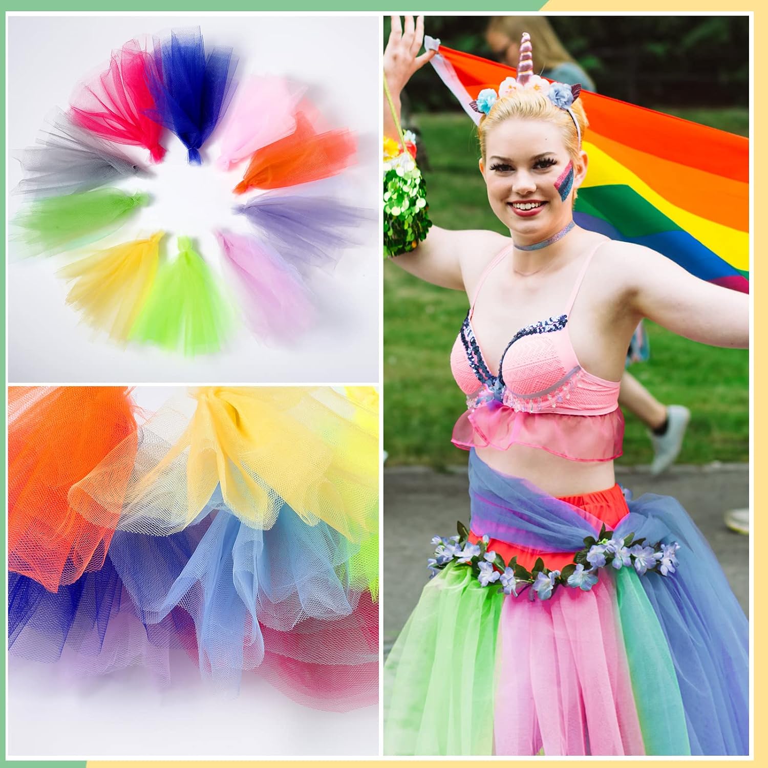 32 Colors Tulle Rolls Tulle Fabric 6 Inches by 25 Yards Rainbow Ribbon Netting Net Mesh Spool Material for Tutu Wedding Decoration Party Gift Wrapping Skirt Dress DIY Craft