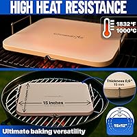 Vista 4 de KitchenStar - Piedra para pizza de 15x12 pulgadas para horno y barbacoa con asas, rectangular, de 5/8" de espesor - Cordierita natural, resistente a