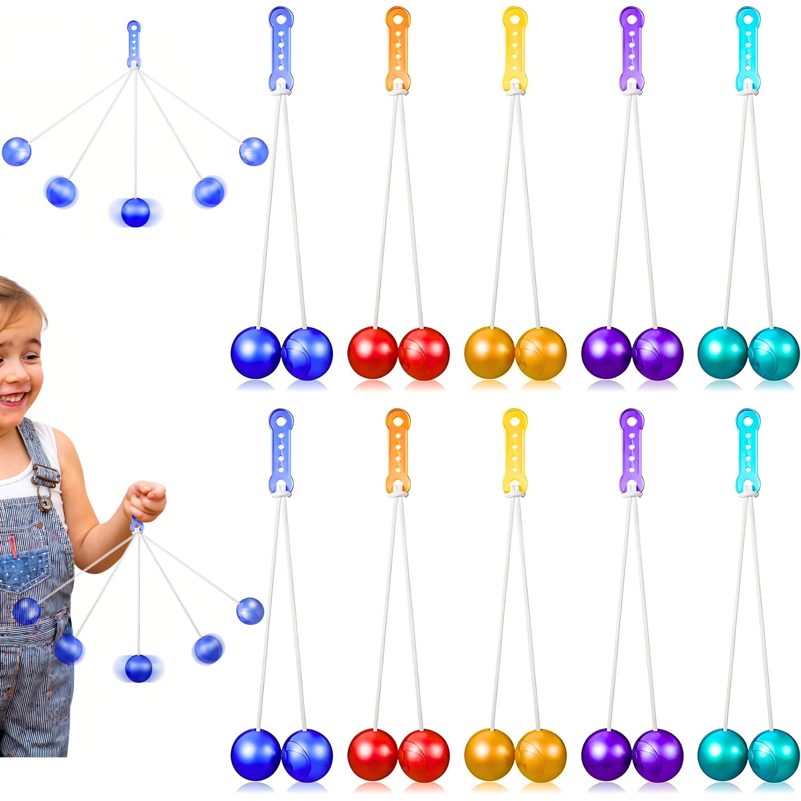 12 Pcs Clackers Balls on a String Hands Lato Lato Toy Ball Swinging Ball Toys Ladder Balls for Girls Boys Training Balance Ability Concentration Stocking Stuffers Holiday Party Favors