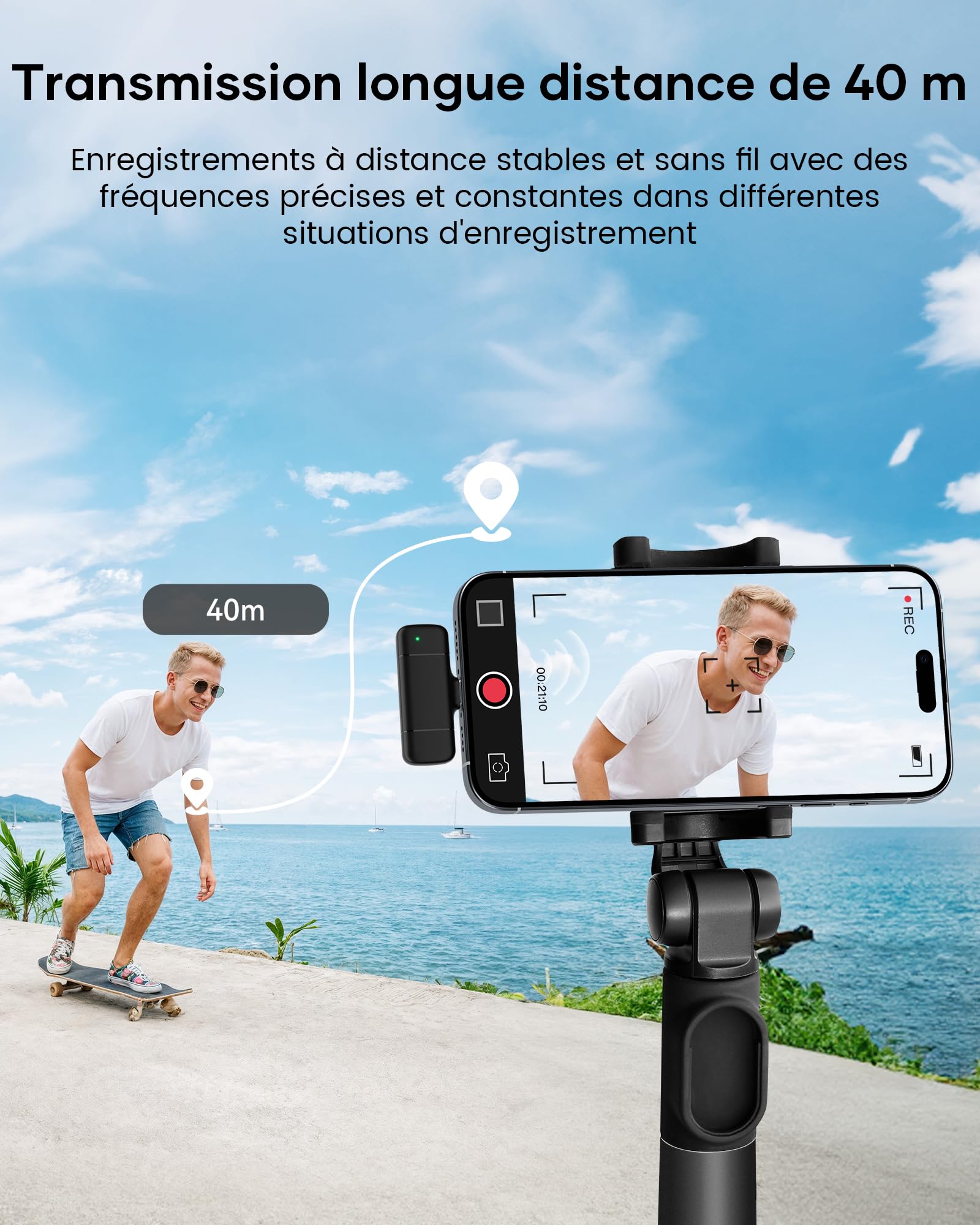 KUKIHO 2pack Mini Micro Cravate sans Fil pour Type-C & Lightning, avec Boîtier De Recharge Micro pour Vlogging Enregistrement Vidéo Live Streaming