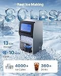 VEVOR Commercial Ice Maker Machine, 80 lbs/24h with 13 lbs Storage Capacity, Countertop/Freestanding/Under Counter, Stainless Steel Ice Maker with LED Display & Self-Cleaning, for Home Bar Restaurant