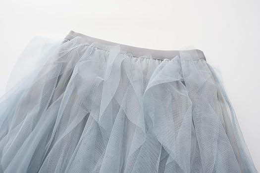 Jupe en tulle - Taille haute élastique - Jupe midi pour femme - Grand ourlet - Jupe longue élégante - Jupe longue en tulle plissée - Jupe trapèze - Jupe maxi pour