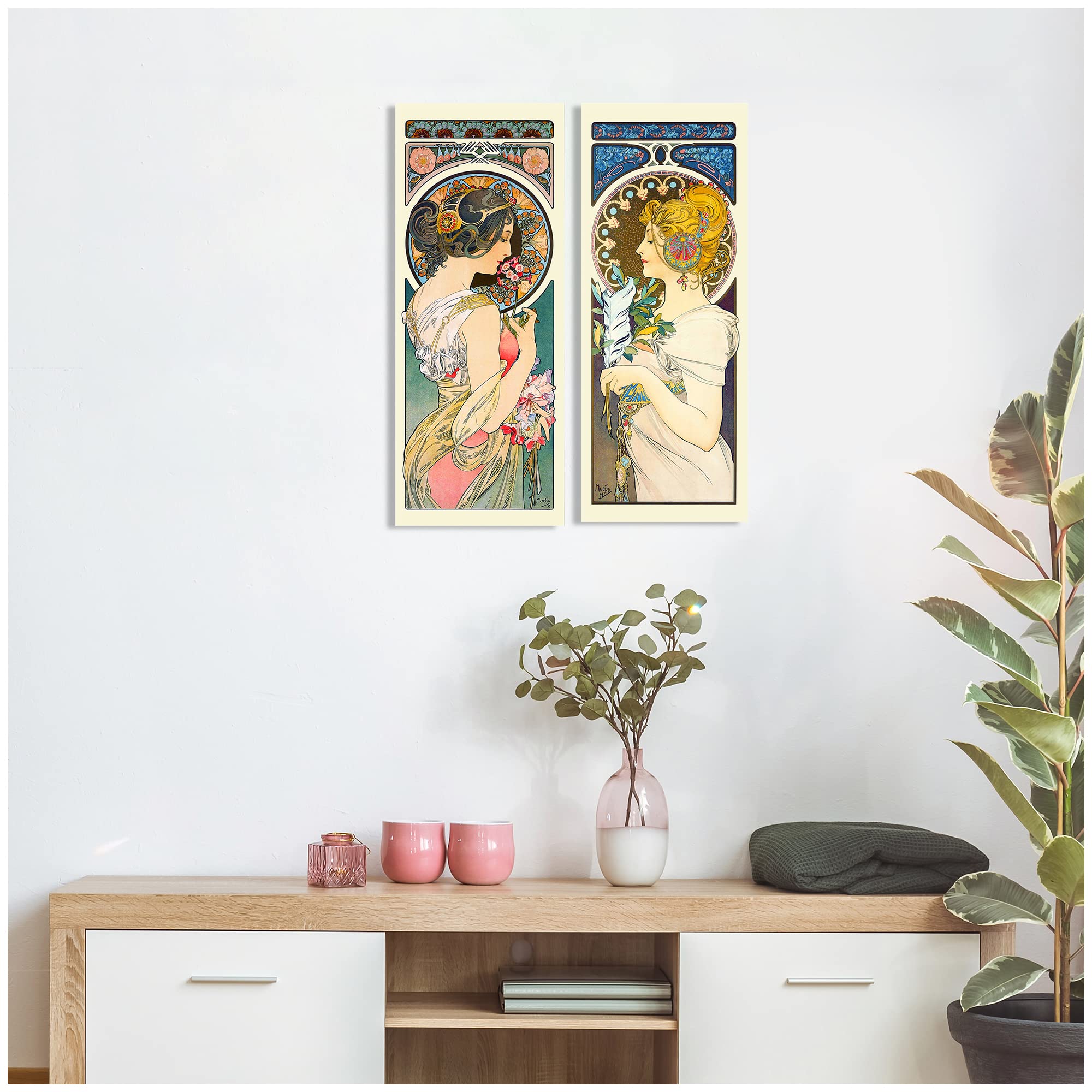 Amazon.com: A&T ARTWORK Alphonse Mucha (Primavera, Pluma) 2 Panel