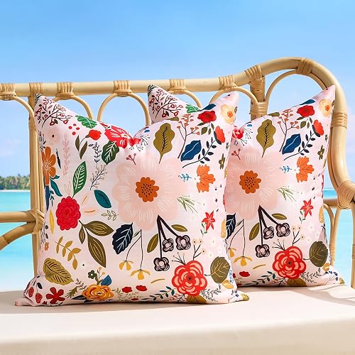 Outdoor Pillow Covers Waterproof Decorative Pink Pillow Covers Summer Floral Acc