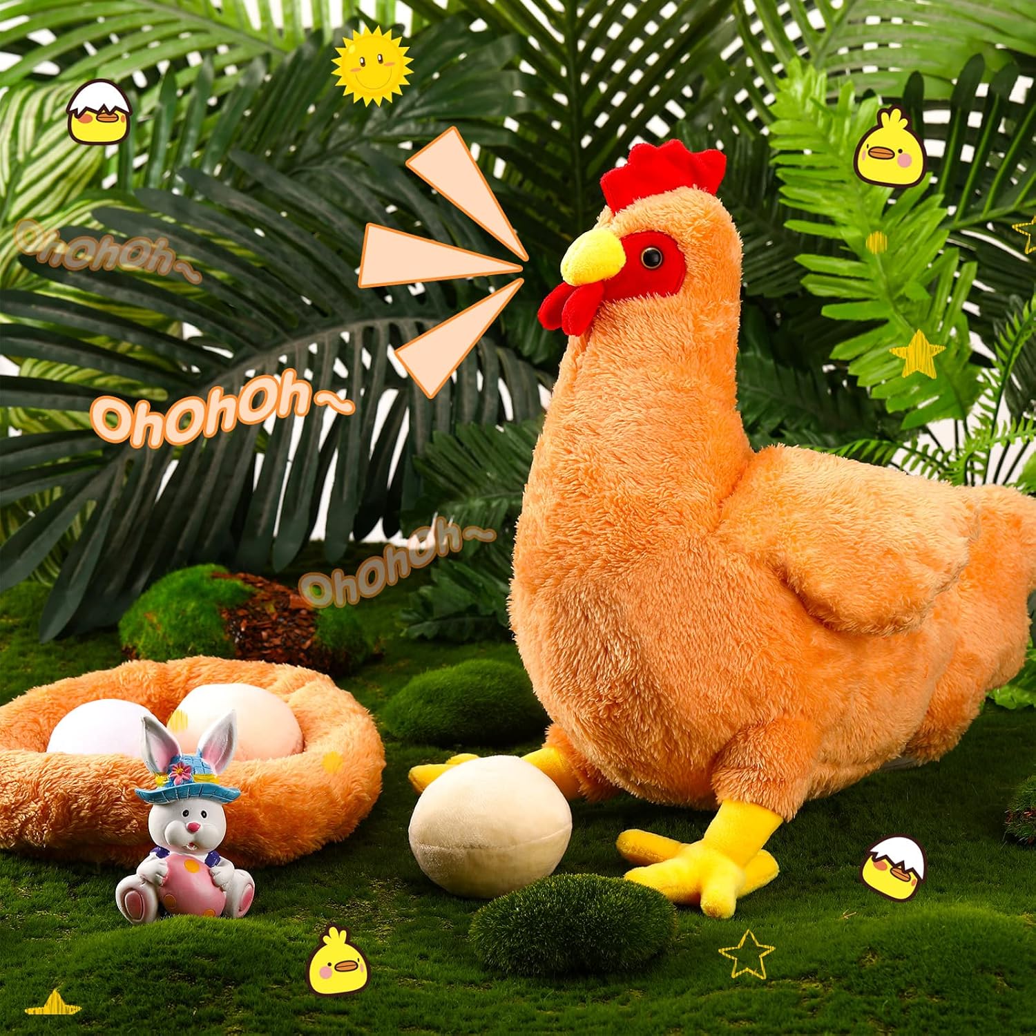 Civaner 6 Pcs 12 Inch the Hen Chicken Stuffed Animal Gift Cute Chicken Plush with Eggs Large Plush Gift Graduation Party Favor for Kids Boys Girls Women Thanksgiving Birthday Supplies