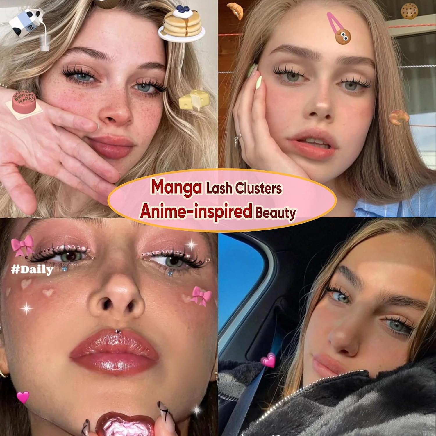 Manga Lash Clusters with Spikes Anime Lashes Cluster Natural Cluster Eyelash Extensions Wispy Spiky Fairy Individual Lashes Invisible Clear Band DIY Lash Extensions 10-16MM 120PCS by zenotti