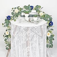 Vista 51 de TOCHGREEN 4 Pack 24Ft Artificial Eucalyptus Flower Garland with Champagne Roses, Fake Rose Flower Greenery Garland Floral Vines for Wedding Home