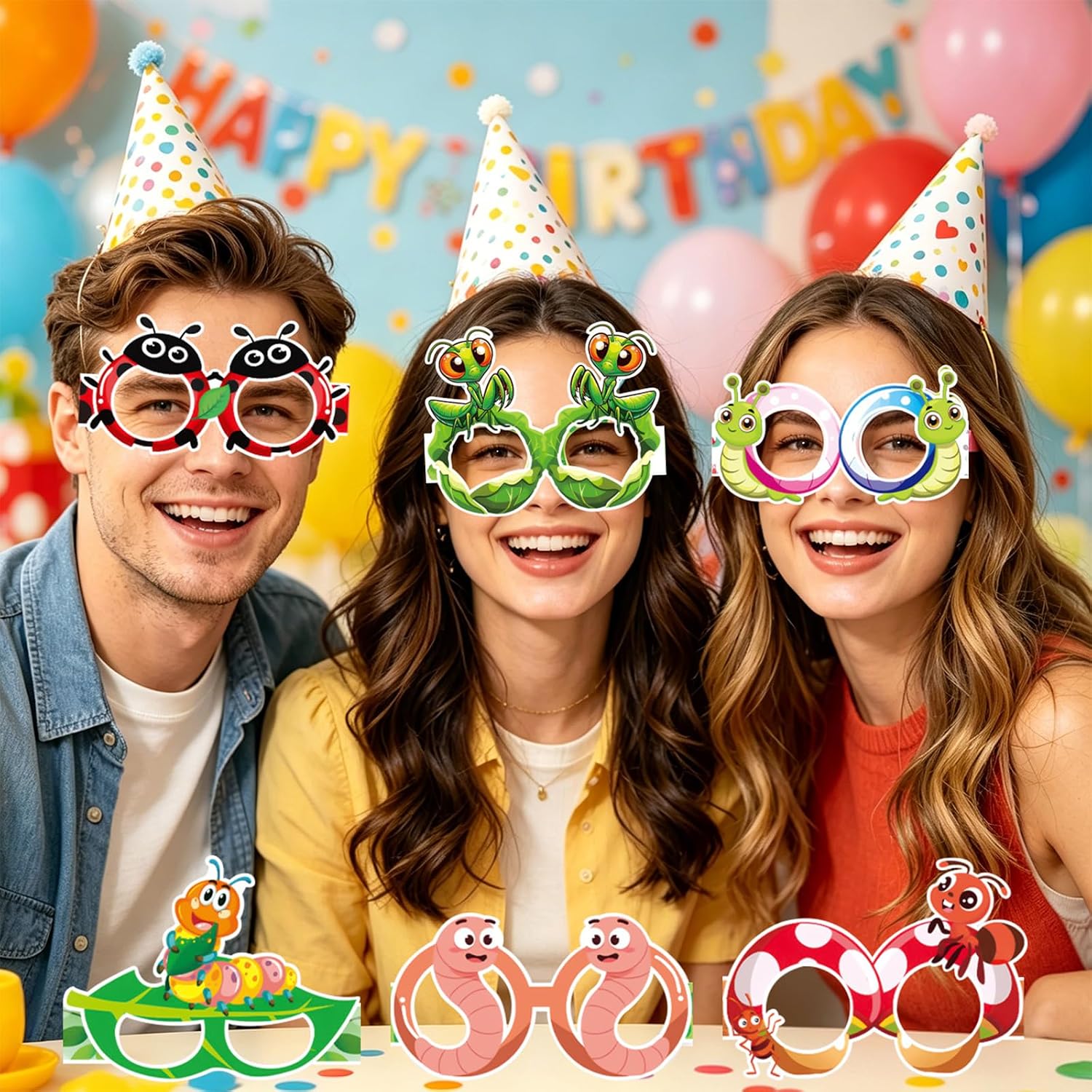 Insect Bug Paper Eyeglasses Garden Birthday Party Photo Booth Props