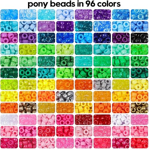 Miniatura 4 de THRELE Kit de 4000 cuentas de poni para hacer pulseras de la amistad, incluye 96 colores de cuentas Kandi, cuentas de letras, cuentas para hacer