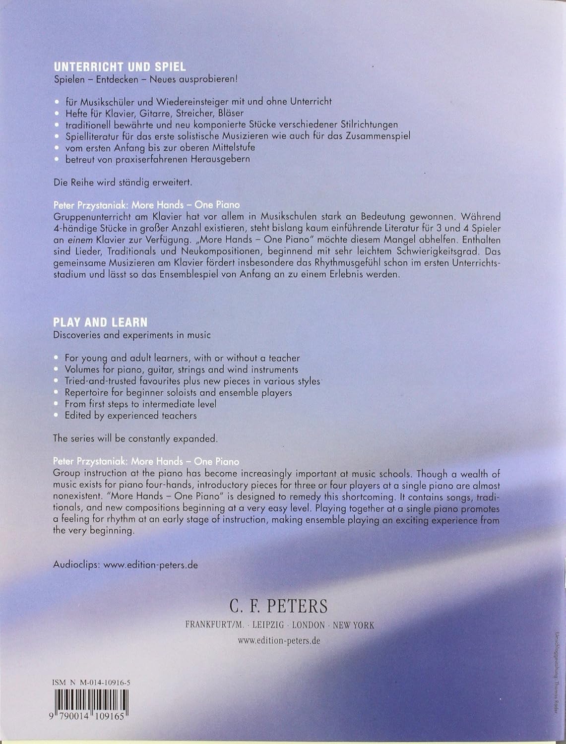 More Hands - One Piano: Lieder, Traditionals und Neukompositionen leicht gesetzt für Klavier zu 6 und 8 Händen      Pamphlet