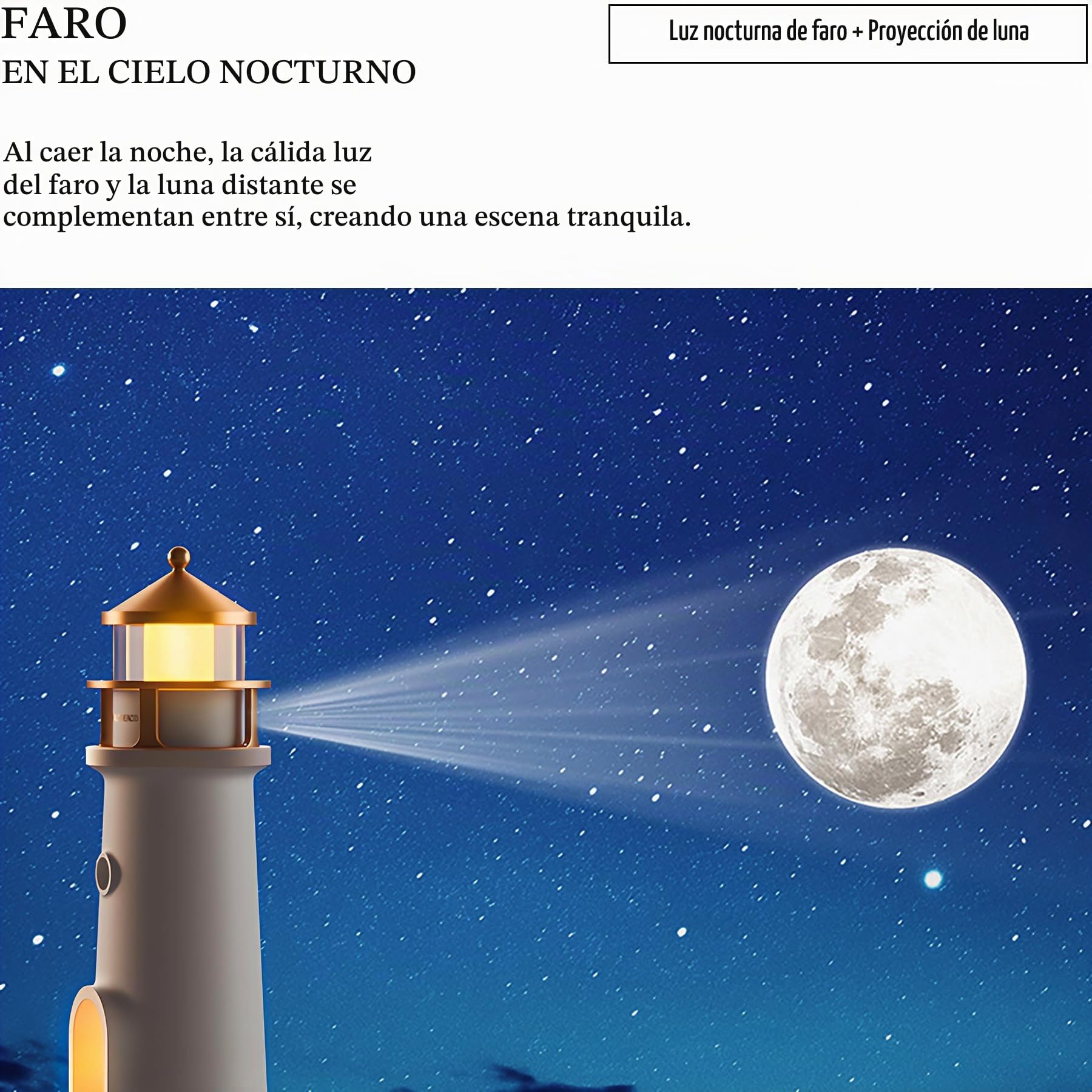 Lámpara de faro con proyección de luna, batería integrada de 2400 mAh recargable por USB, control remoto lámparas LED de mesita de noche, luz nocturna inalámbrica, decoración de habitación para