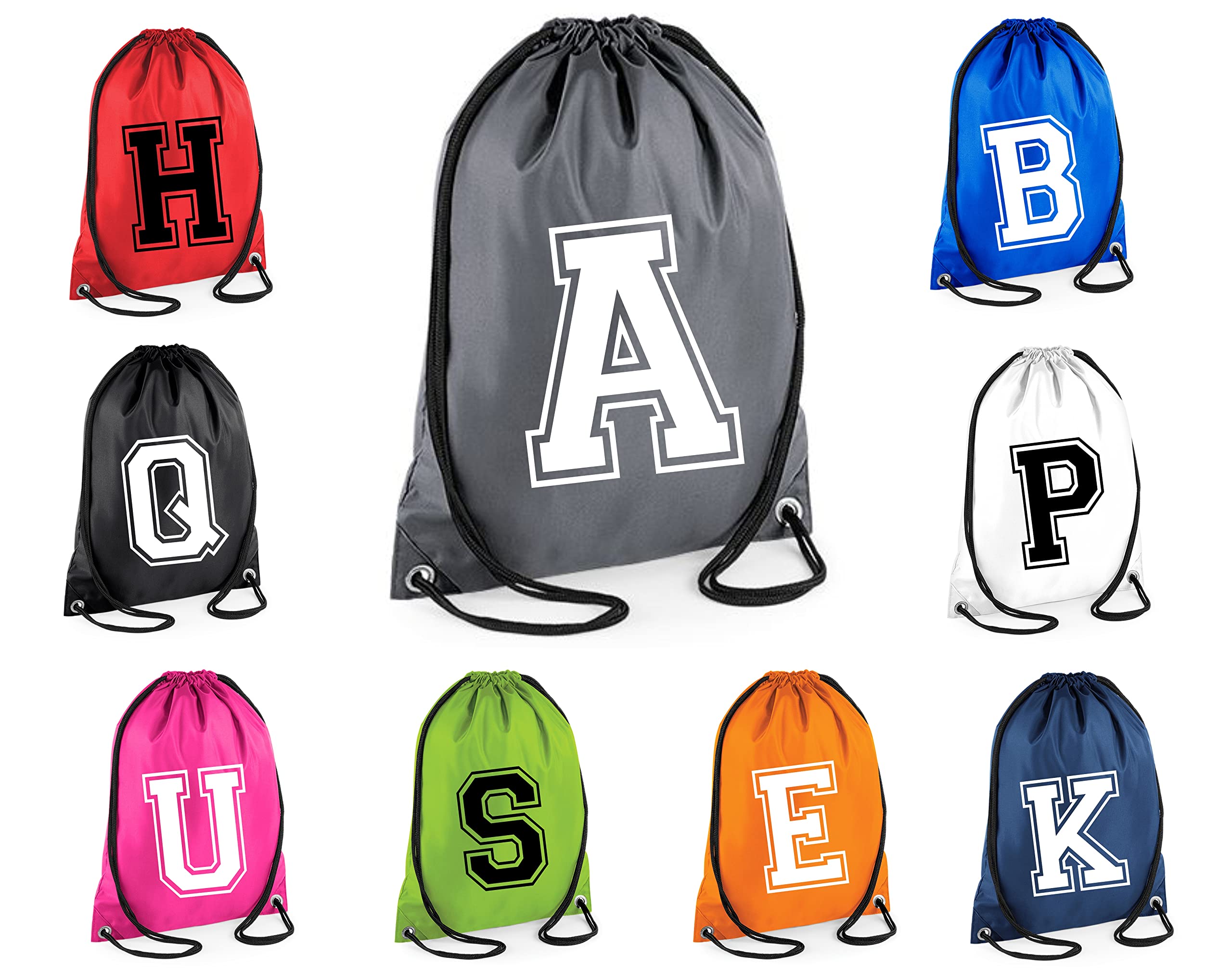 INITIAL Drawstring Bag School Club PE Custom Sport College Retro Set Letter