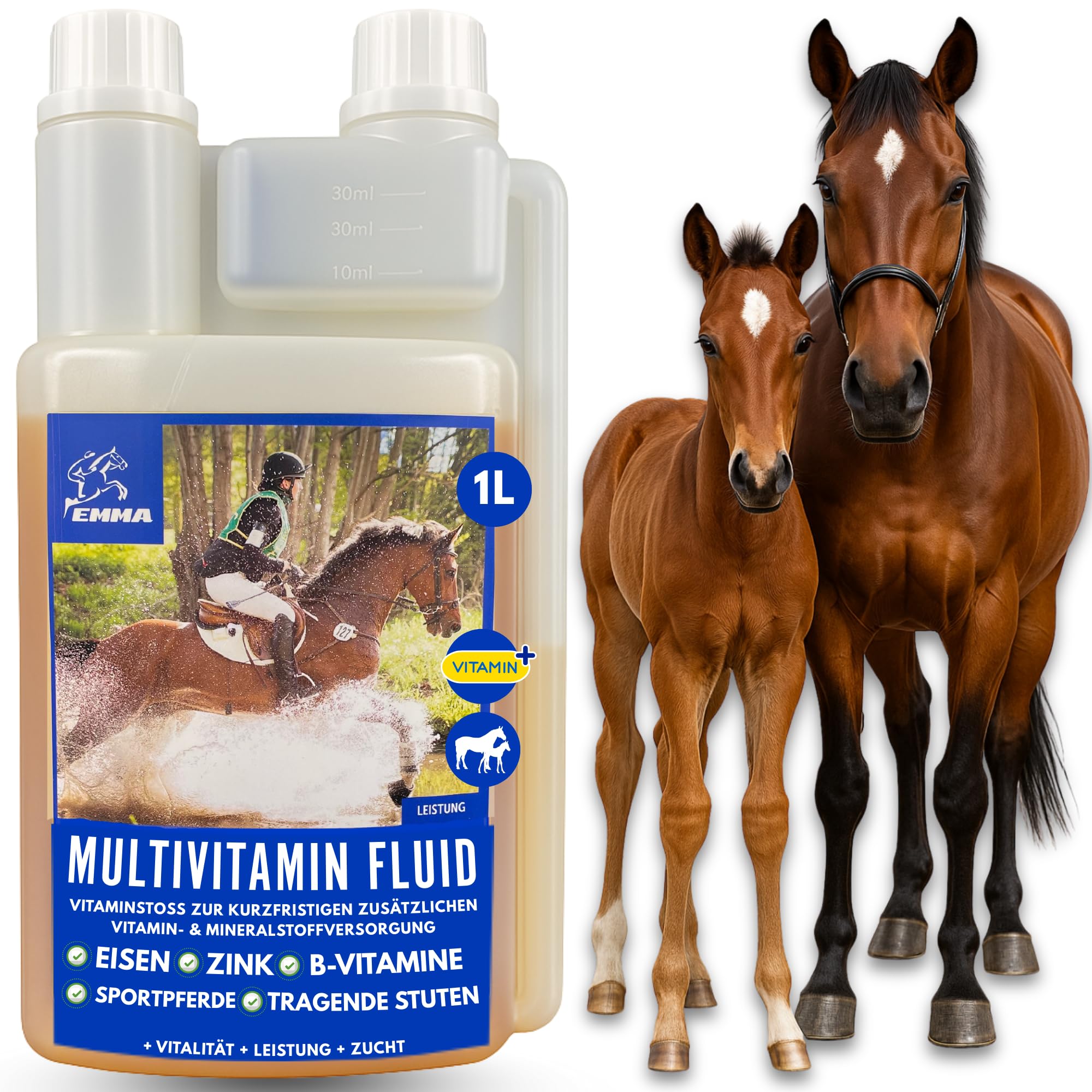 Vitamine b complexe cheval I Multivitamines pour chevaux - chevaux vitamines avec vitamine C K B1 B2 B6 B12 zinc cheval I B vitamines complexe système immunitaire Vit b jument poulain nourriture 1L
