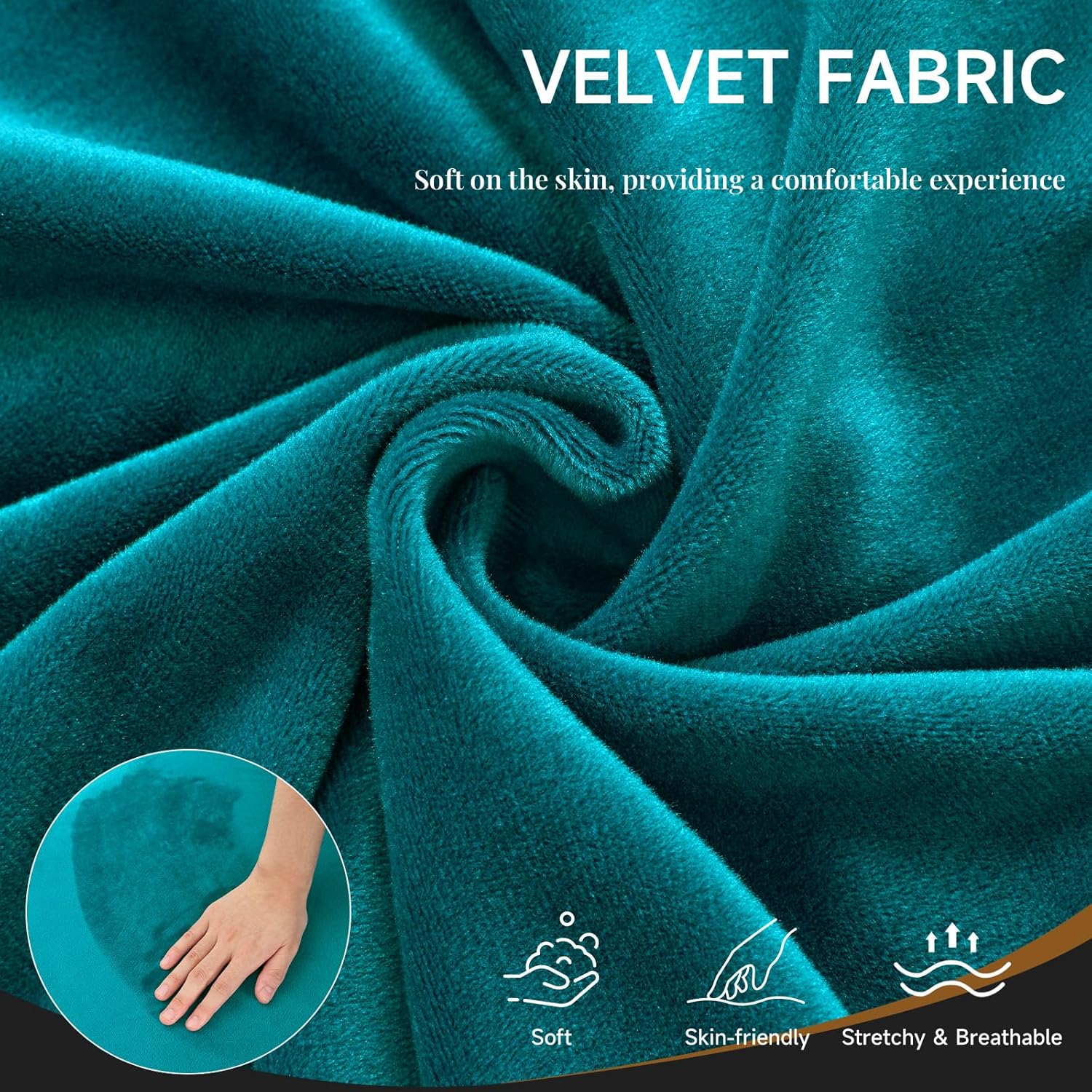 Velvet Armless Accent Chair Cover, Soft Stretch Accent Chair Slipcovers Without Arms Removable Armless Chair Furniture Protector Covers for Living Room/Dining Room/Hotel (Peacock Blue, 1)