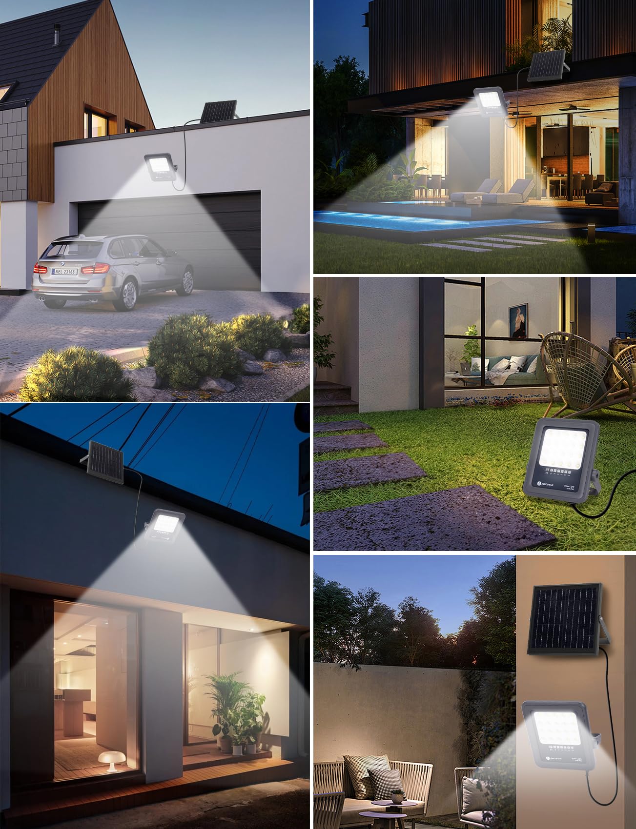 Aigostar Solarstrahler mit Fernbedienung,50W,500lm,6500K kaltweißes Licht,IP65 wasserdichter Außenstrahler,sehr gut geeignet für Außengärten,Terrassen,Wege oder Garagen,2 m Kabellänge,4 Stücke