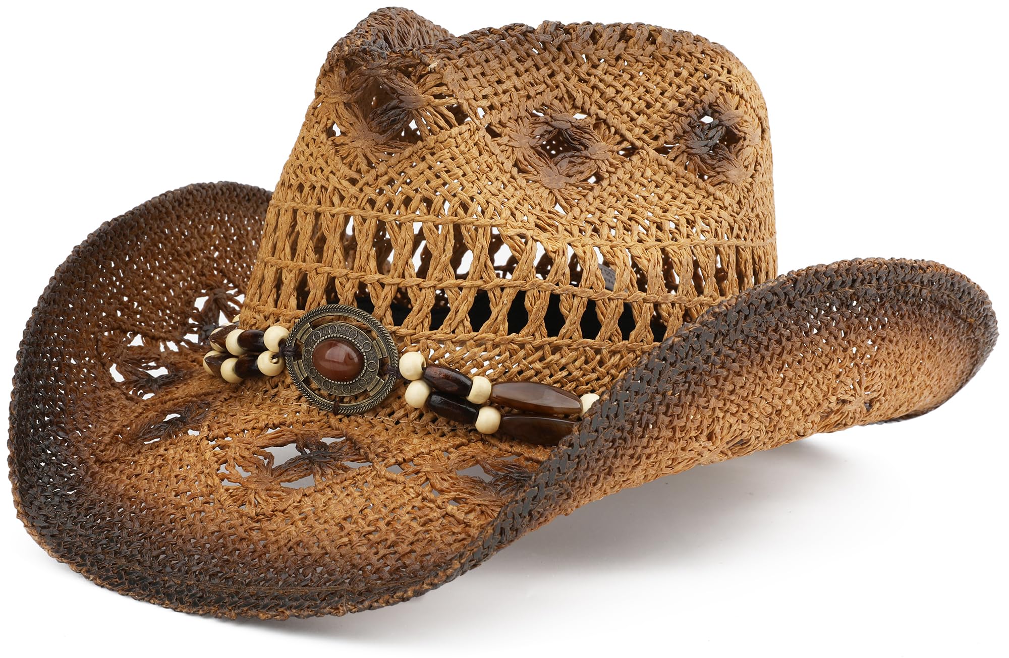 Cappello da cowboy in paglia per donne e uomini con tesa larga modellabile cappello da cowgirl