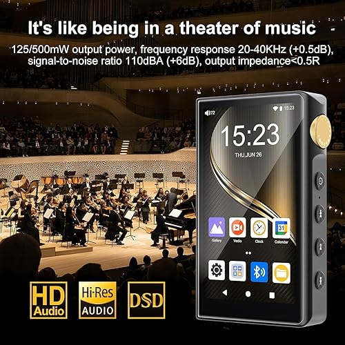 Miniatura 2 de Reproductor de MP3 de alta fidelidad de 96 GB con Bluetooth y WiFi, reproductor de música ZAQE Android 12 de alta resolución, DSD DAC Flac sin