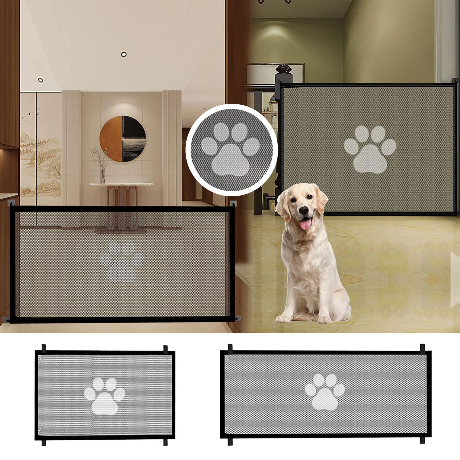 Pet Safety Gate Retractable Attach To Front Door Cat Dog Gate