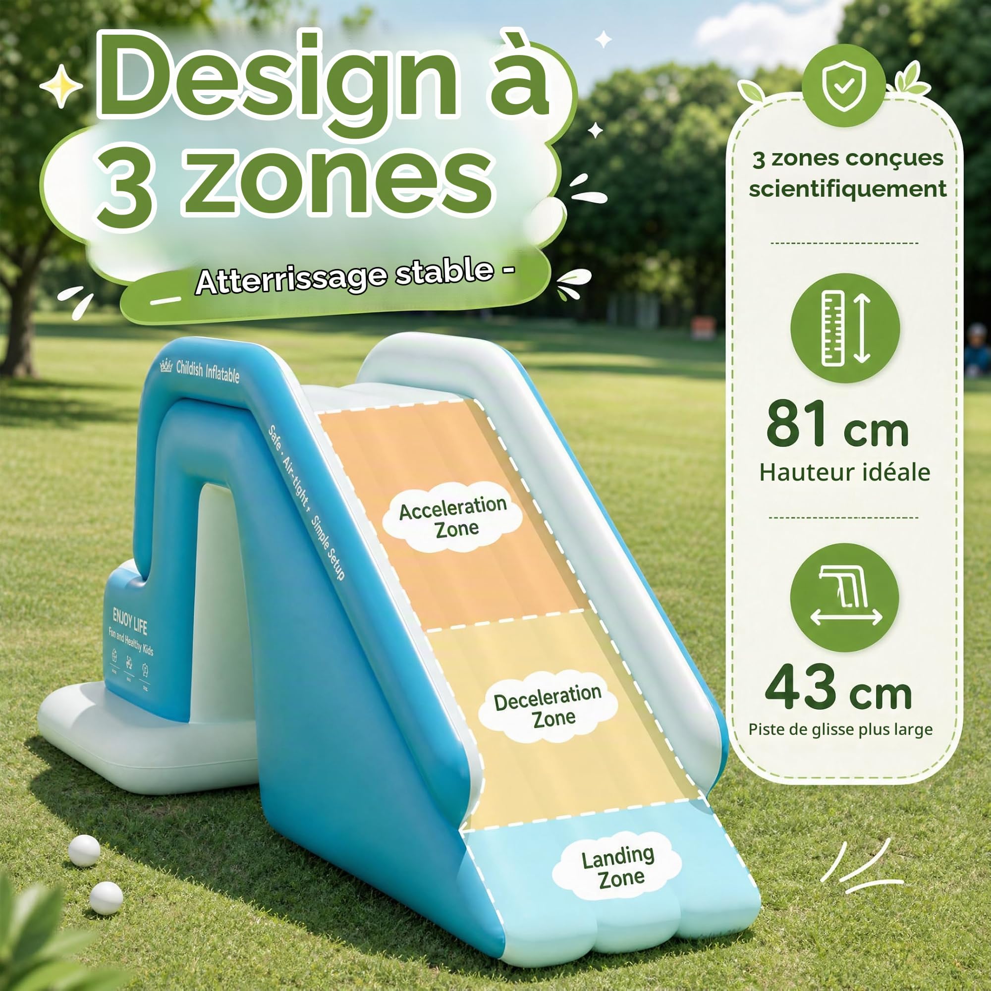 Toboggan Gonflable de Piscine, Toboggan Aquatique Hors Sol en PVC, Famille et Enfants, Jouet de Jeu avec gonflage Rapide pour Jardin, 72 × 33 × 33 Pouces