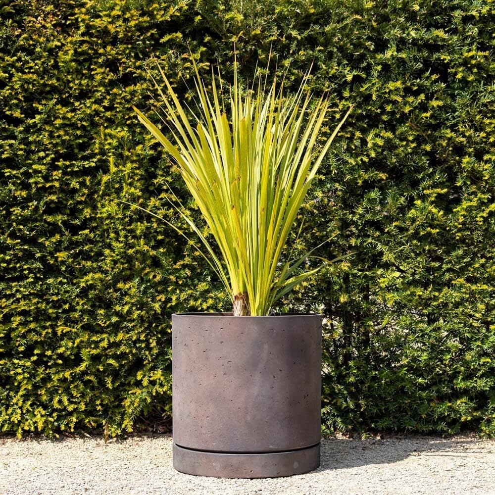 Primrose Round Planter Pot with Saucer - 50cm - Orange