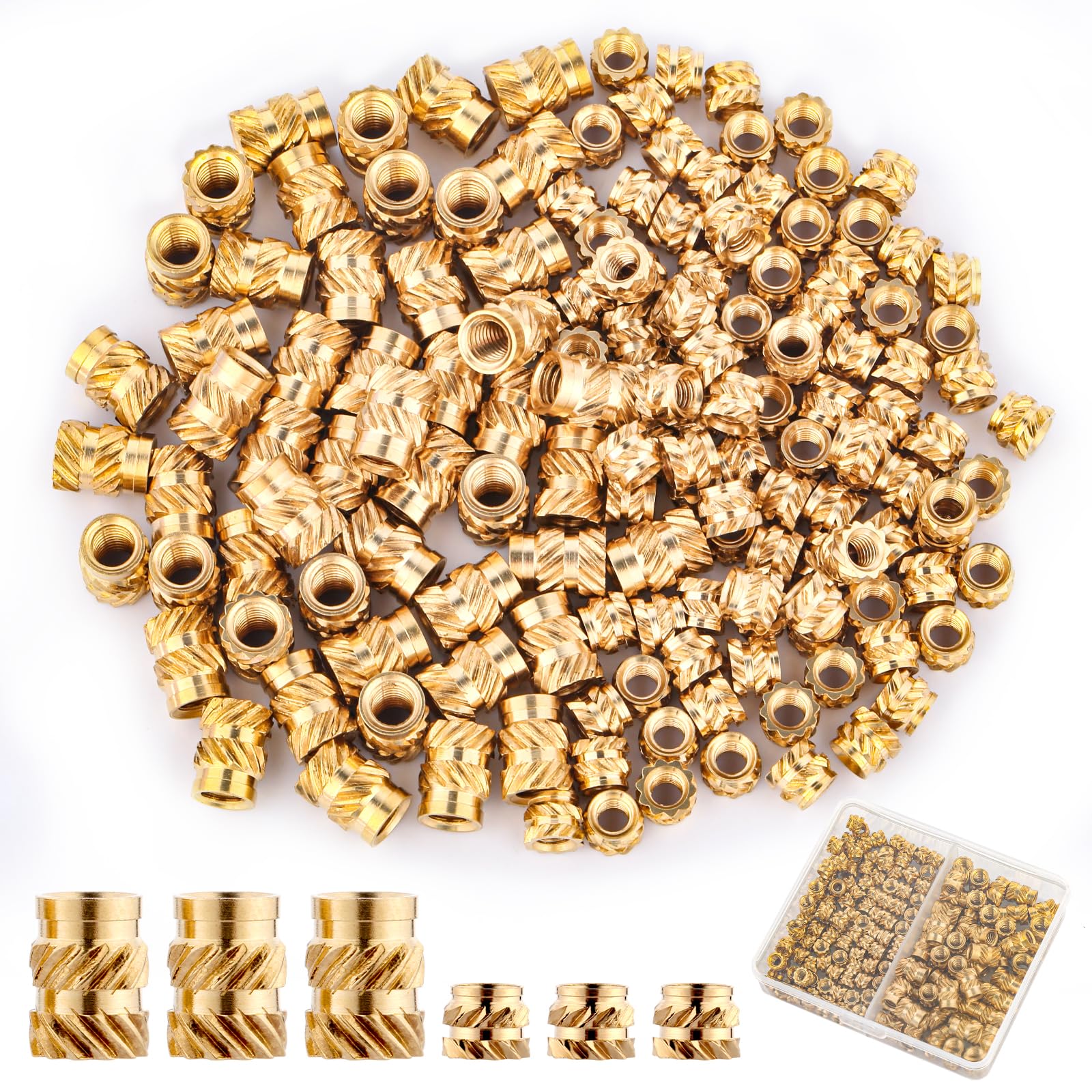 Uxcell 150-Pack Threaded Inserts, M2 X 3mm X 4mm Brass Knurled Insert - View #8