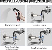 Vista 5 de 8 Pcs 304 Stainless Steel Wall Mount Ceiling Mount Pipe Supports Bracket, Suitable for OD 3/4"(25-28mm), Adjustable Height 50-100mm, Adjustable Pipe