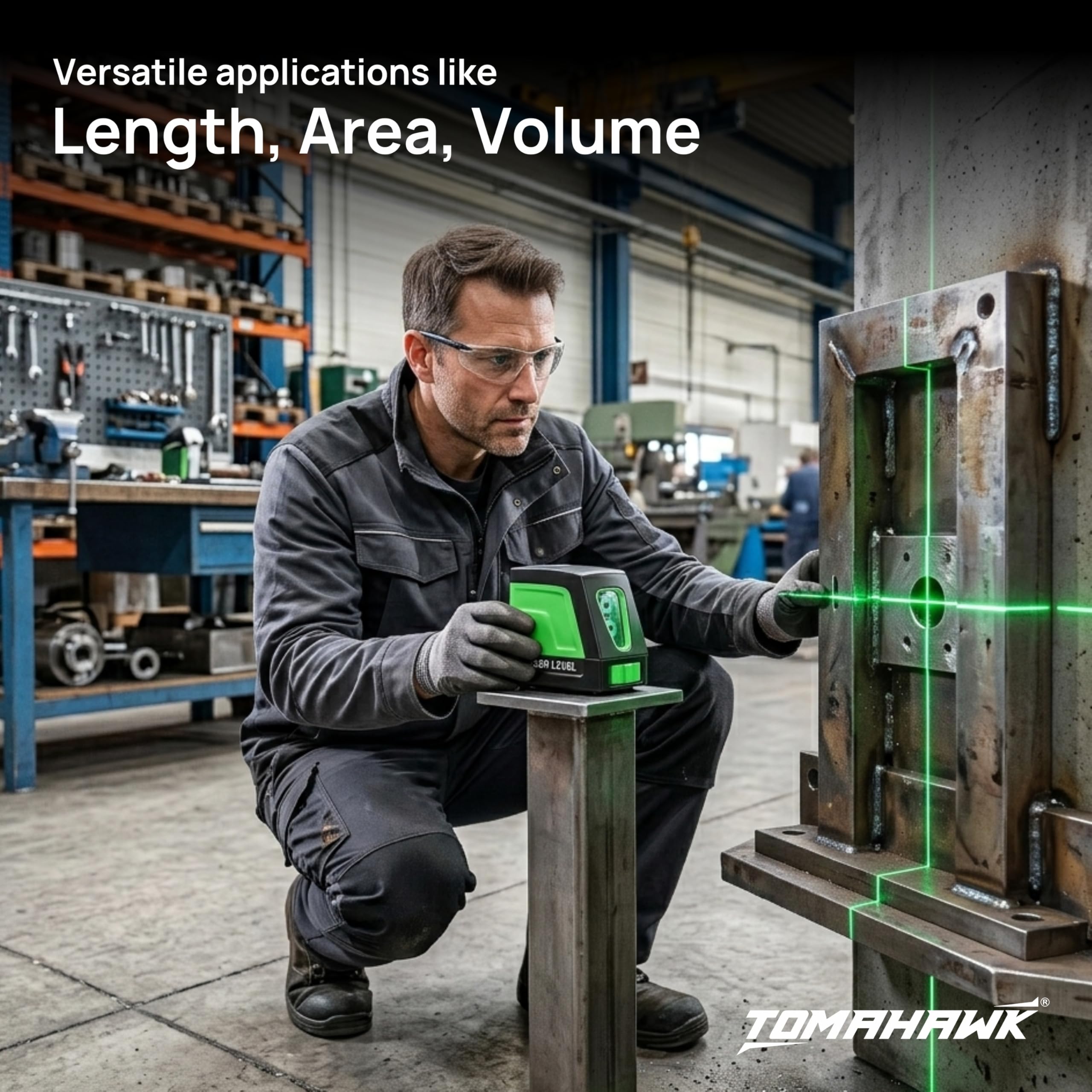 TOMAHAWK® 2 Line Laser Cross Line Leveller TLL-GLC-02 | Self- Leveling Green Laser Level | 25m Working Distance | 3mm Precision | IP54 Dustproof | Magnetic Bracket & Remote Control | Indoor Usage 1