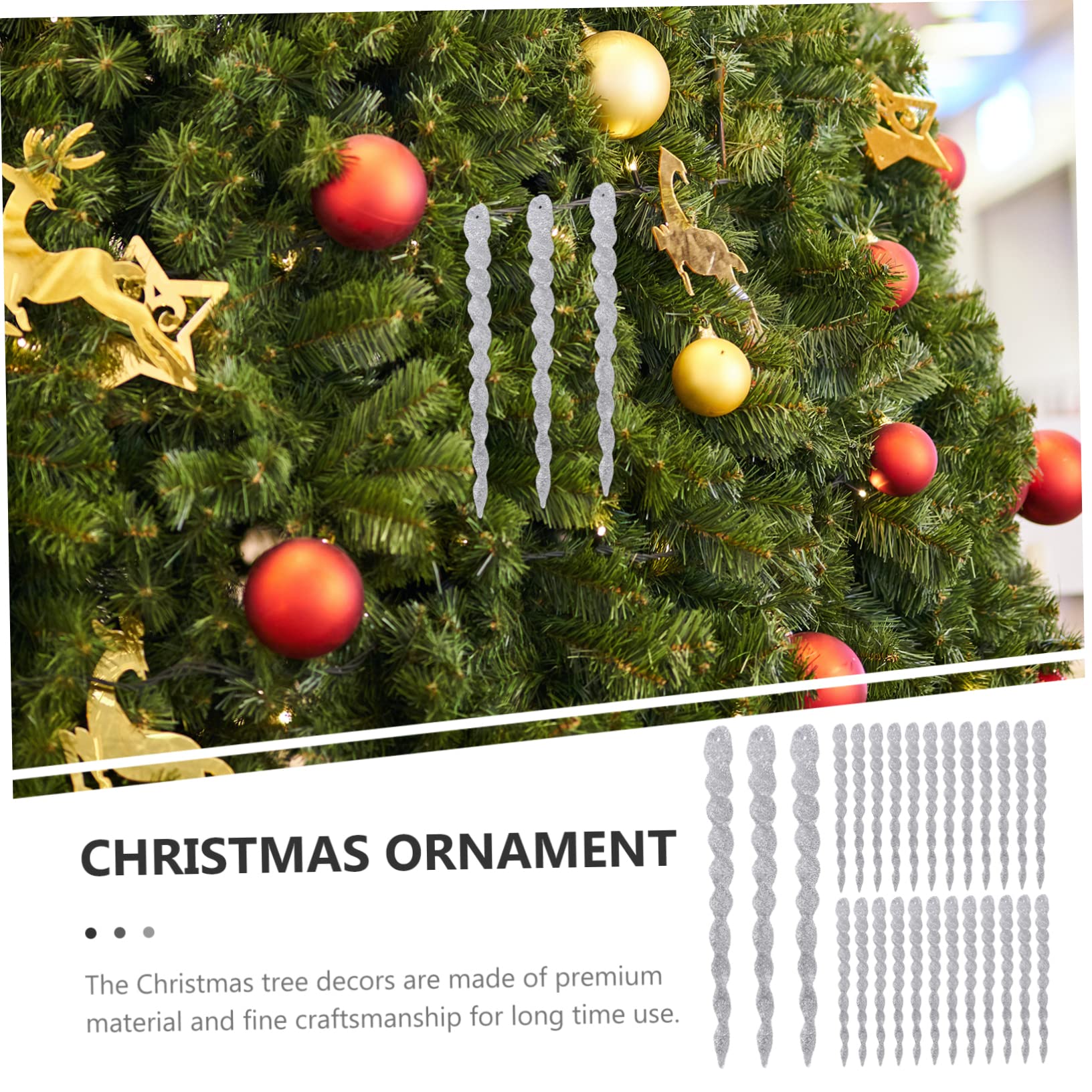 IMIKEYA 240 STK Zwiebel-Pulver- -Schnee-Nadel Eiszapfen-Ornamente Weihnachtsbaumschmuck Zum Aufhängen Christbaumschmuck Weihnachts-eiszapfen Fallen Ornament Hochzeitsdekorationen Plastik