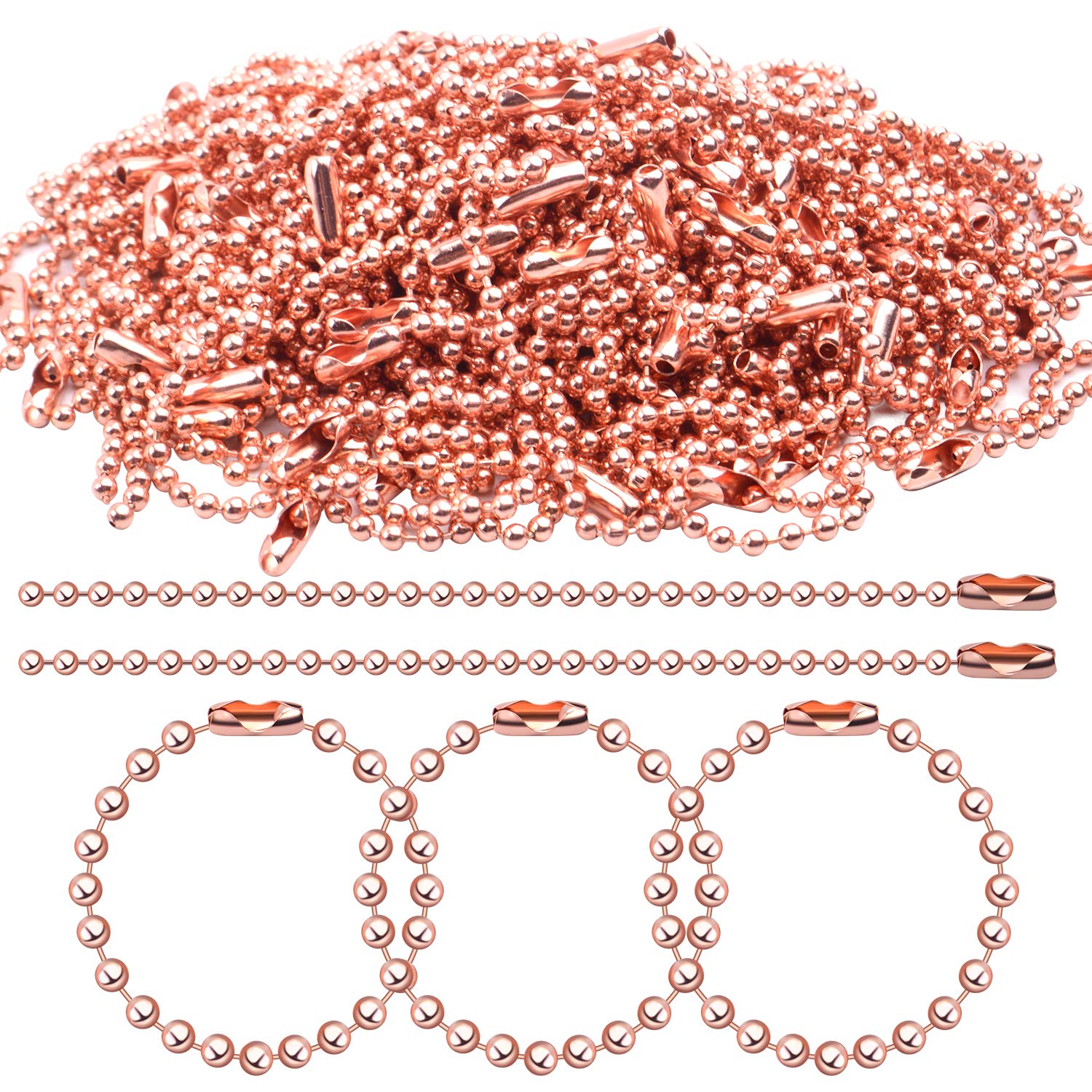 BronaGrand Long Bead Connector Clasp 2.4 mm Diameter Ball Bead Chains Keychain Tag Key Rings