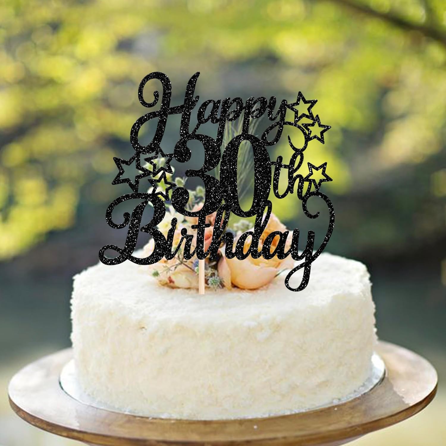 Rsstarxi 1 Pack 30th Birthday Cake Topper Glitter Black Cheer to 30th Birthday Decorations for Him Her 30th Anniversary Party Cake Decorations Supplies - Image 3