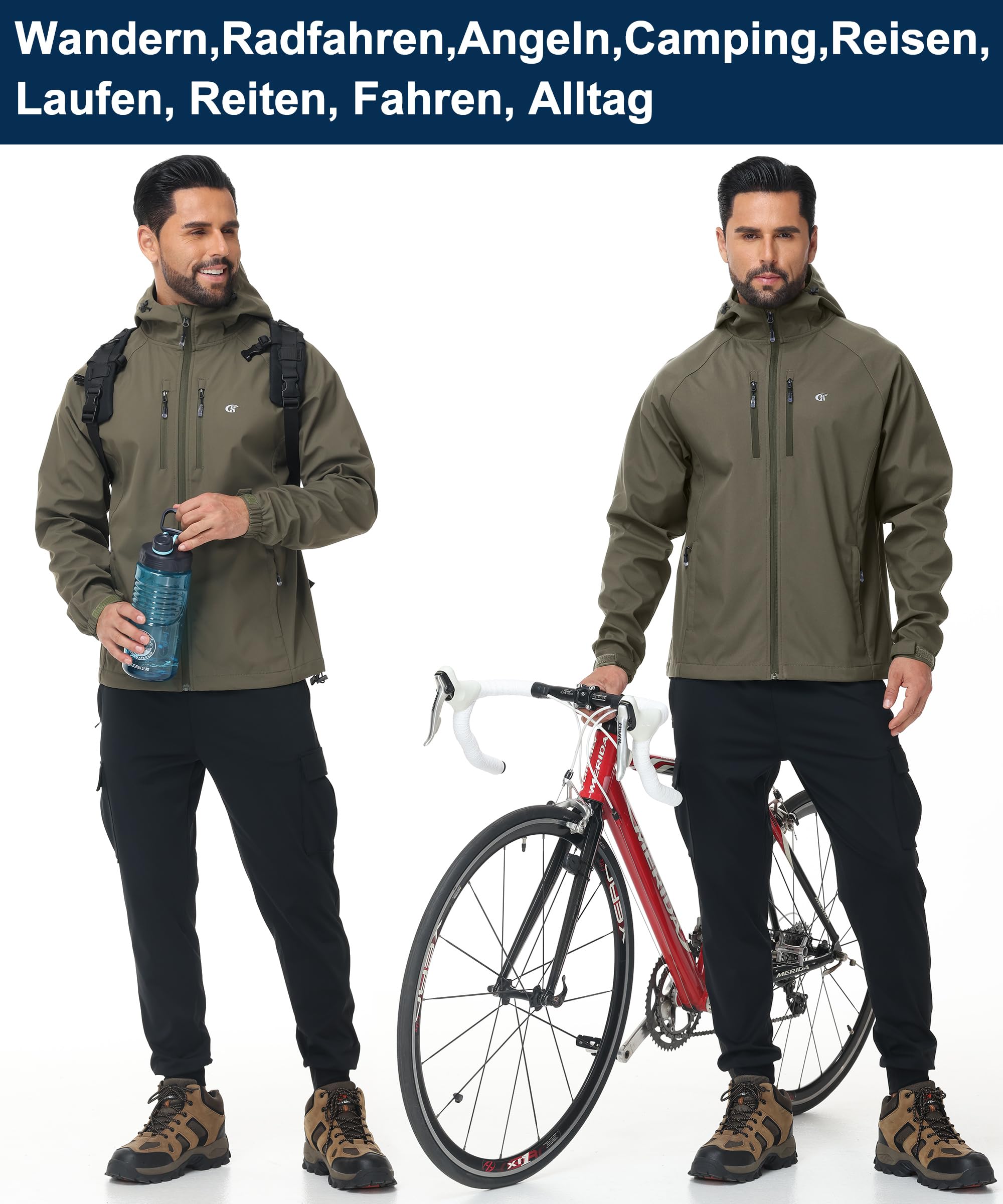 Huayuzh Chaqueta softshell para hombre, impermeable, cortavientos, transpirable, para exteriores, cortavientos, senderismo, camping