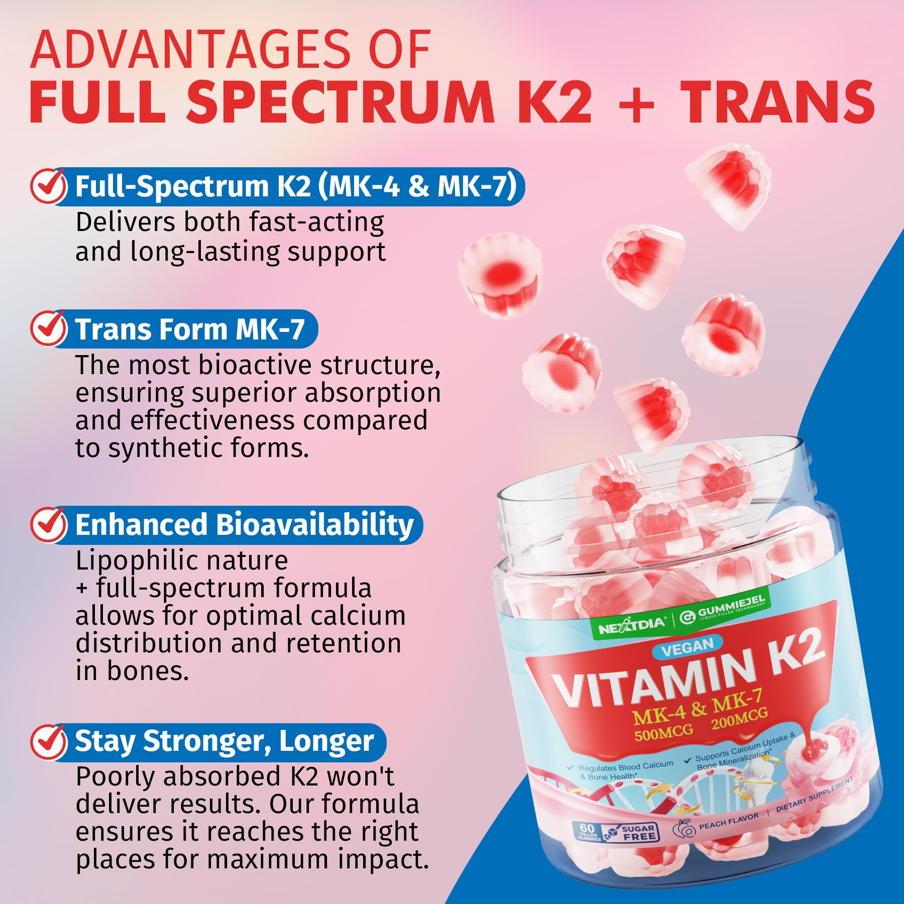 Vitamin K2 Gummies MK-7 & MK-4, Full Spectrum K2 for Women & Men, 60 Cts — Amazon image 6