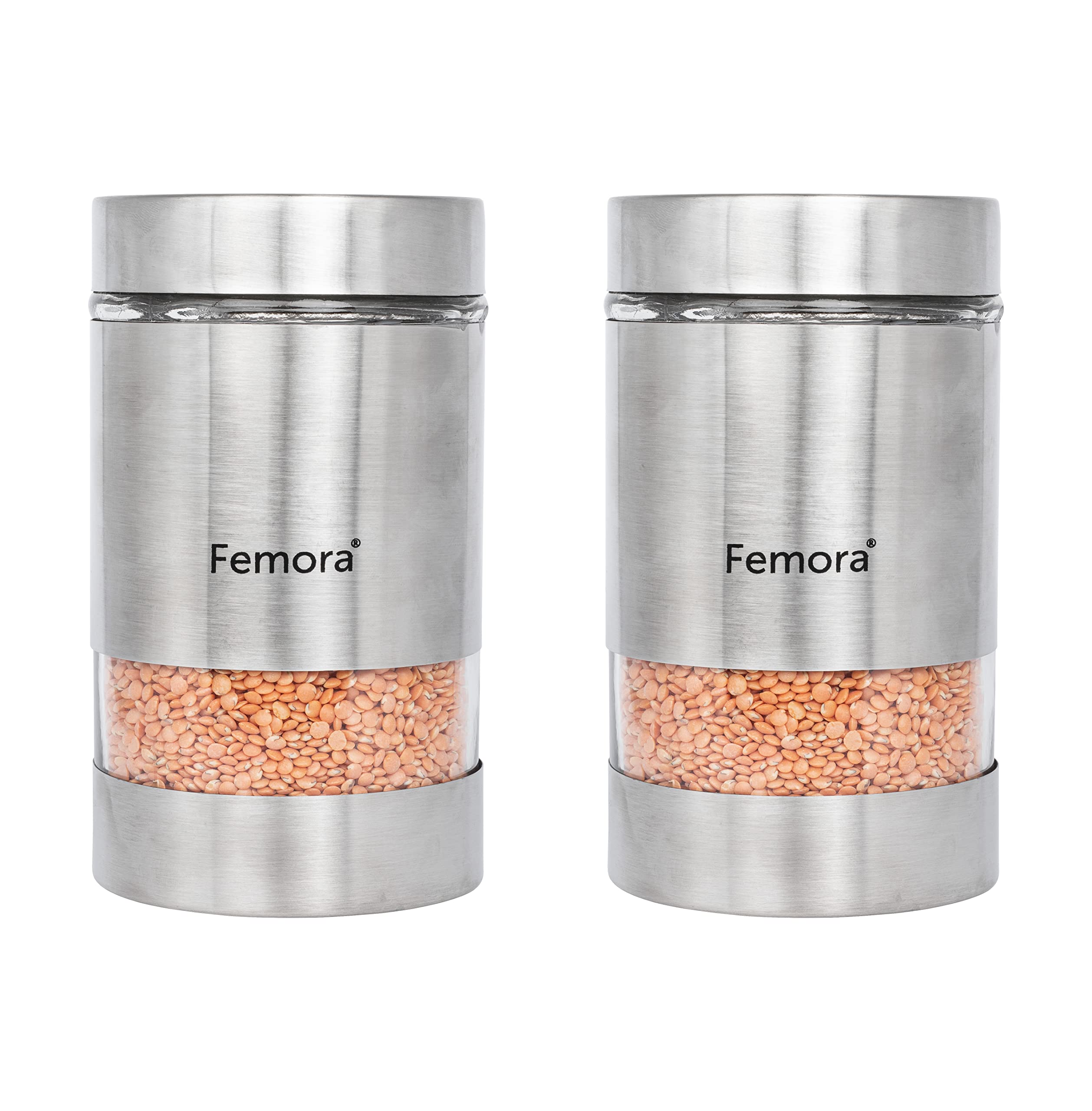 Femora Kitchen Storage Jars Steel Body with See Through Window Jar, 700 ML, Pack of 2 (B08R9PD9GZ) Amazon Price History, Amazon Price Tracker