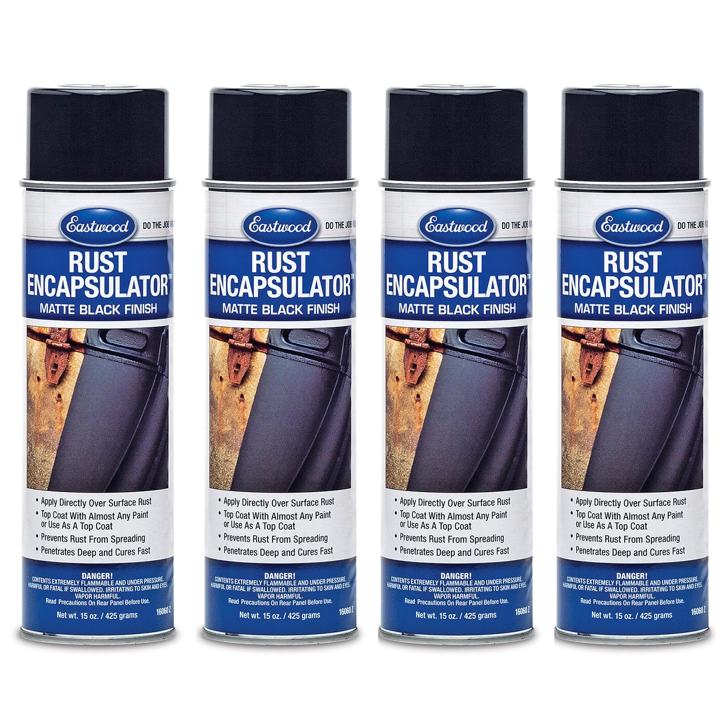 EastwoodRust Encapsulator Aerosol | Quick Drying with UV Resistance and Heat Resistance up to 400 Degrees Fahrenheit | 15 Oz, Black | 4 Pack
