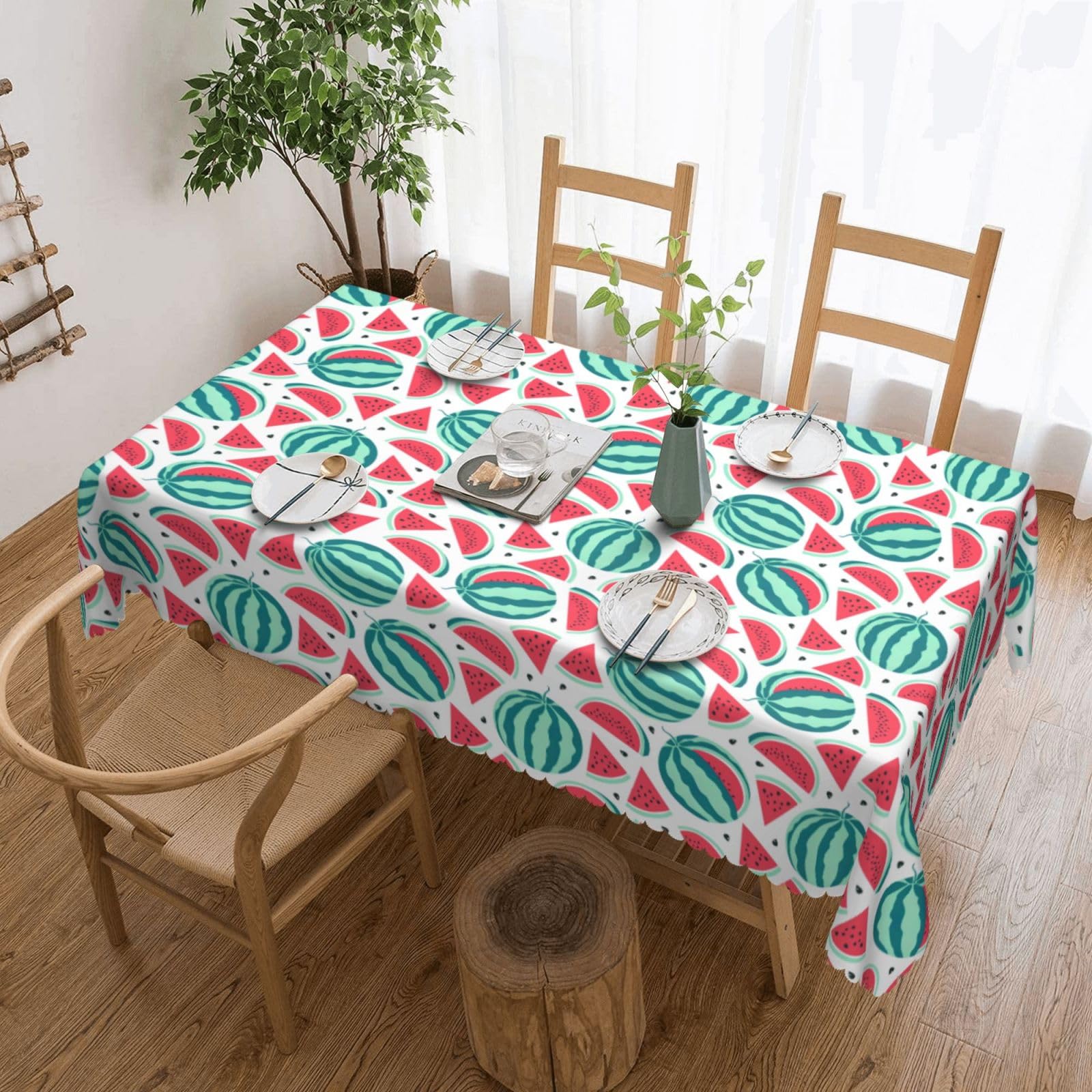 Nappe rectangulaire pastèque lavable et résistante pour les buffets