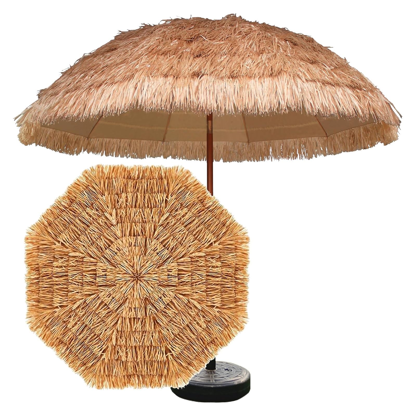 Parasol plażowy strzecha baldachim, ochrona przed promieniowaniem UV, przenośny, składany, regulowana wysokość, na patio do ogrodu