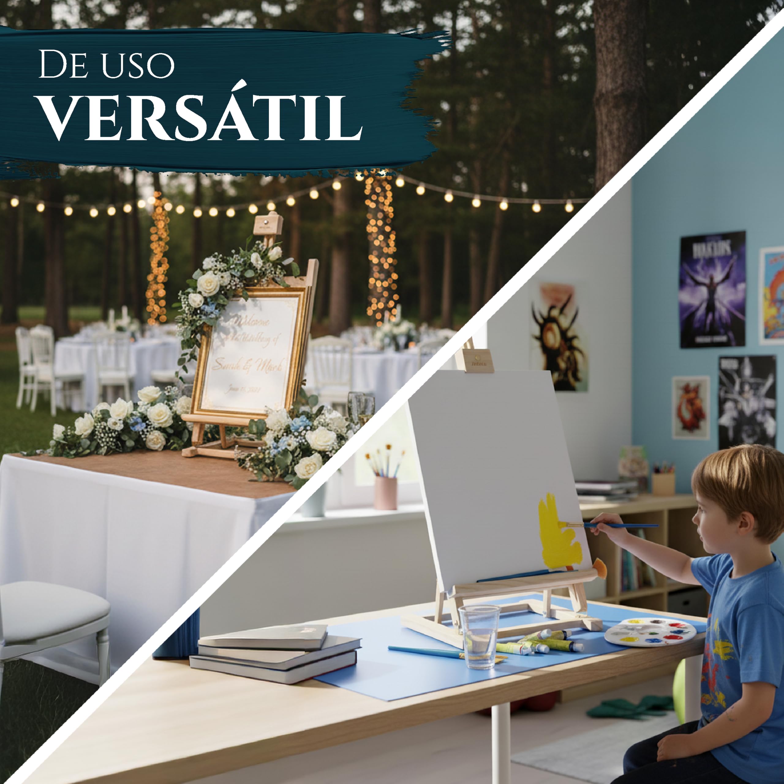 Artina Caballete de pintura de mesa Sydney - Madera de pino 27 x 27 x 60 cm – Caballete plegable para artistas principiantes, aficionados y niños – Para lienzos de hasta 45 cm de altura