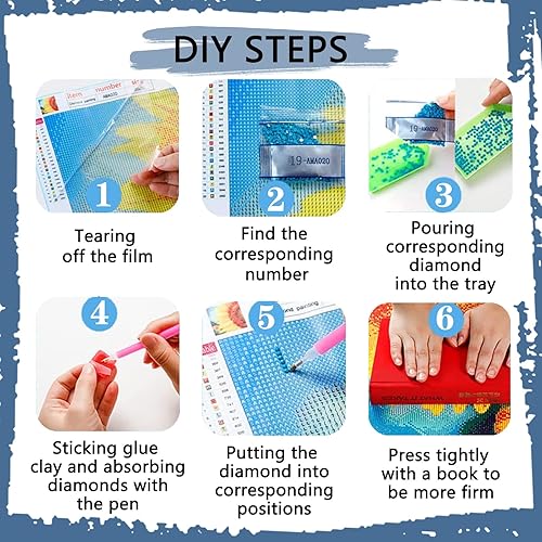 Miniatura 5 de YUE ZHE Kits de arte de diamantes para adultos, kits de arte de diamantes para bricolaje, kits de pintura de diamantes de perforación completa,