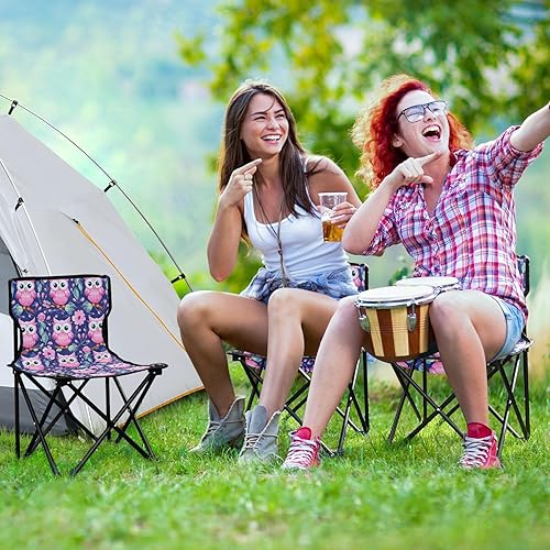 Miniatura 6 de Outdoor Folding Pink Owl Flower Camping Chairs for Adults Portable Camping Chair Lightweight Lawn Chair 202a4579