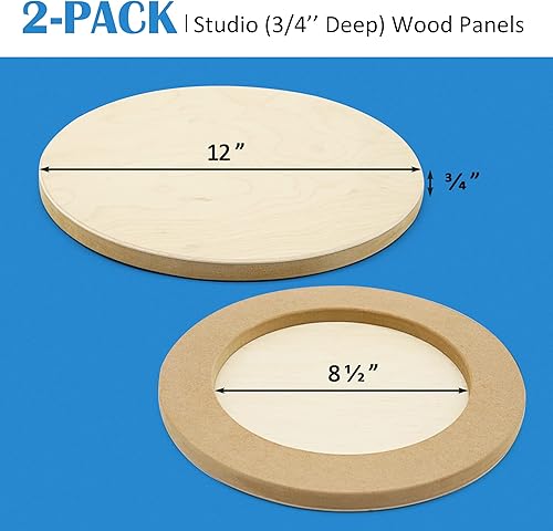 Miniatura 2 de Falling in Art Falling in Art - Juego de paneles de lona de madera de abedul redondos sin terminar, paquete de 2 tablas de cuna de 12 pulgadas de