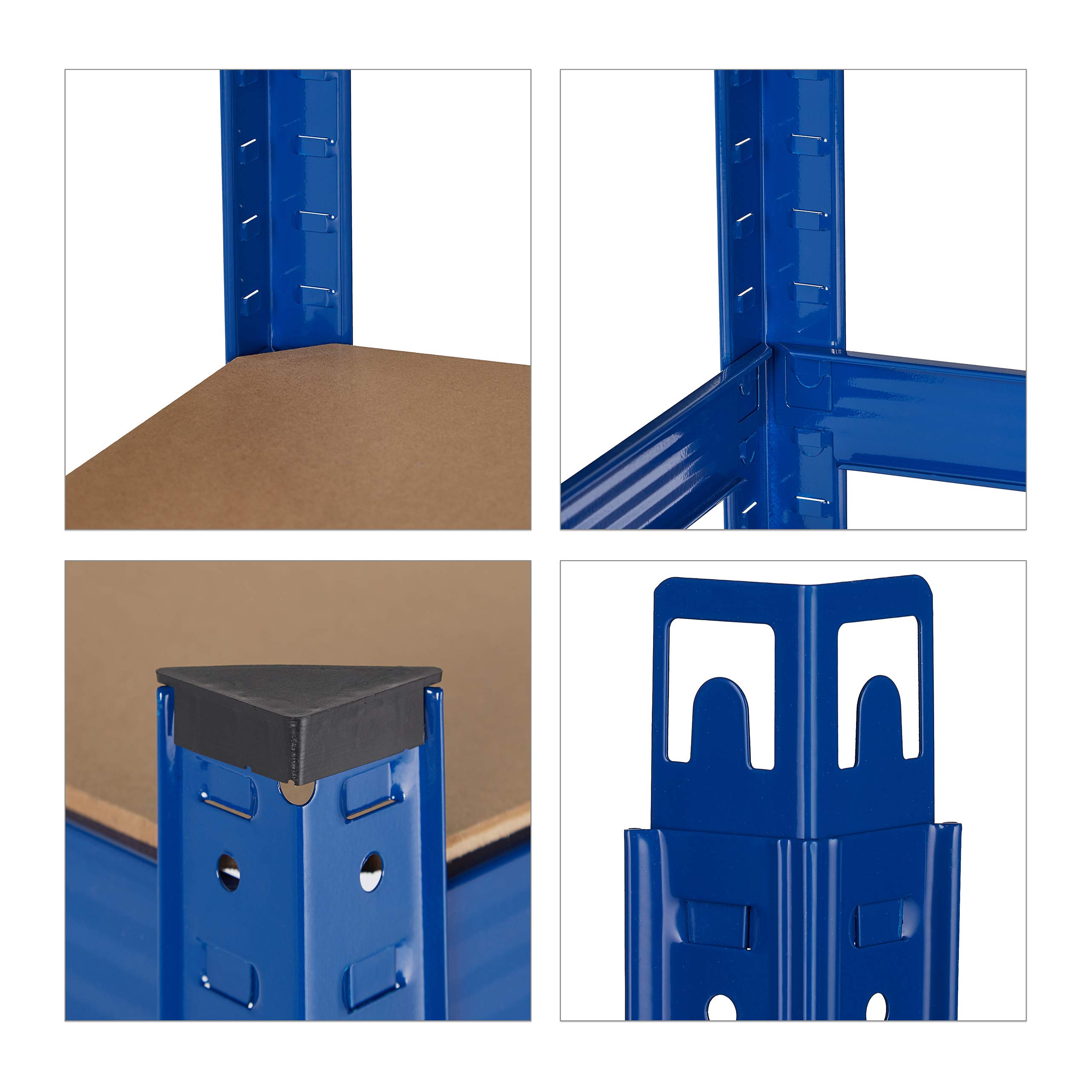 Relaxdays Scaffale in Metallo, capacità 1325 kg, 180x90x45 cm, 5 Ripiani, Casa, Dispensa, Garage & Officina, Acciaio,Blu