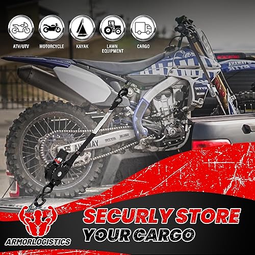 Miniatura 3 de Correas de trinquete retráctiles, paquete de 4, correas de amarre autorretráctiles de resistencia a la rotura de 1500 libras, correas de trinquete