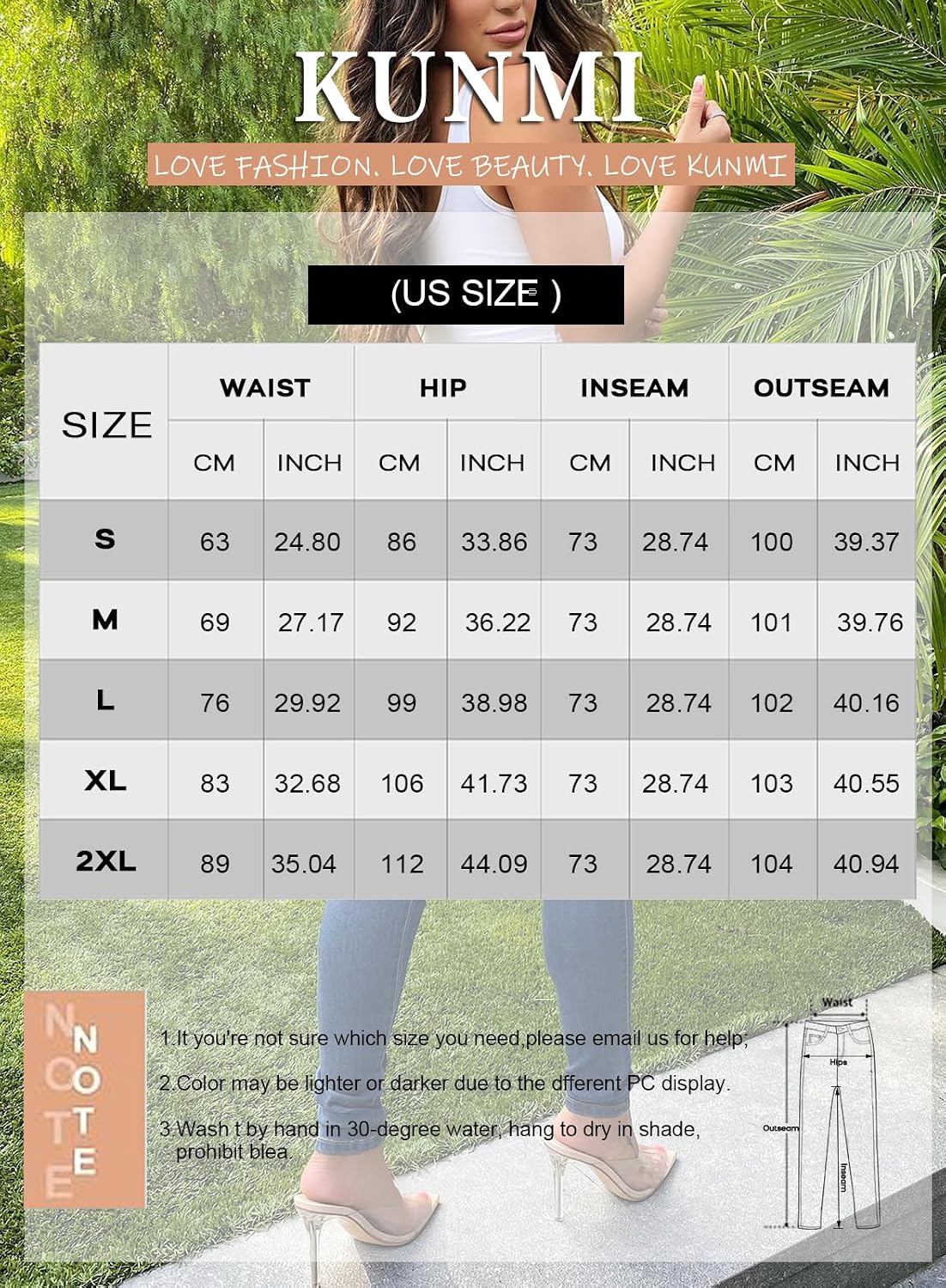KUNMI Women's High Waisted Skinny Butt Lifting Stretchy Tummy Control Jeans